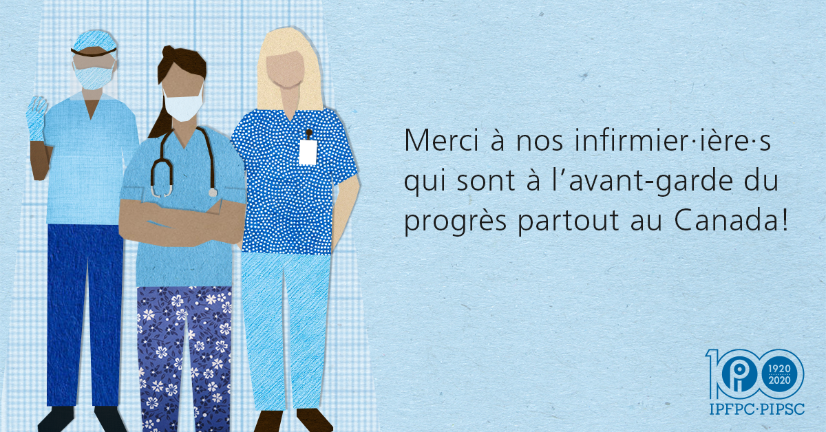 A paper cut illustration of three nurses.