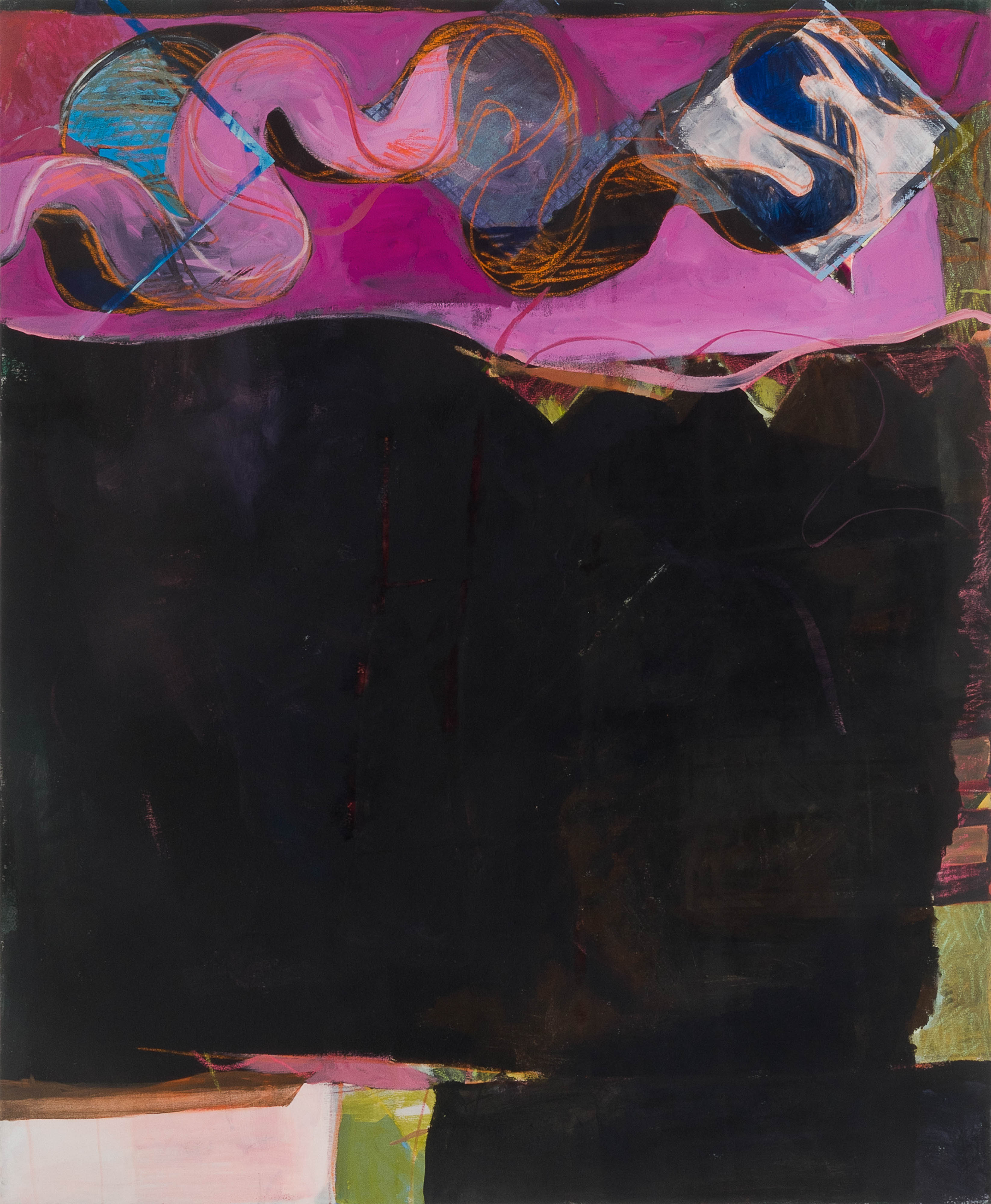 Dorothee Kreutzfeldt, border (offerings) (2018) | Acrylic and mixed media on canvas ; 170 x 140 x 3 cm