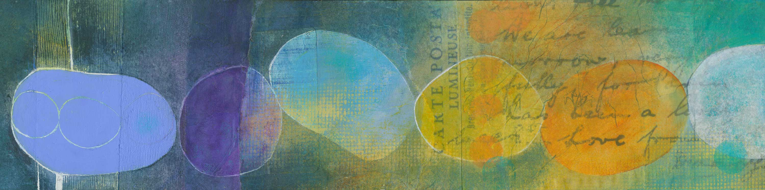 Seeds No. 1 2014  Mixed media on board. 6” x 18”