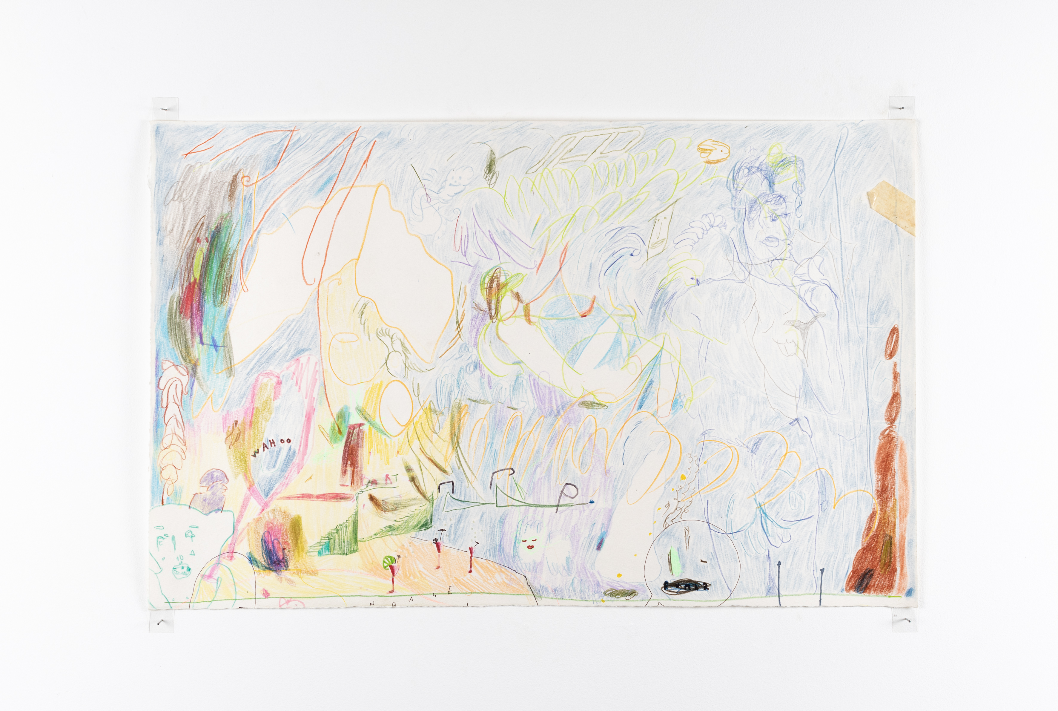Perpetual spinach wedgie, 2023, Coloured pencil on paper, 78.5 x 63.3 cm