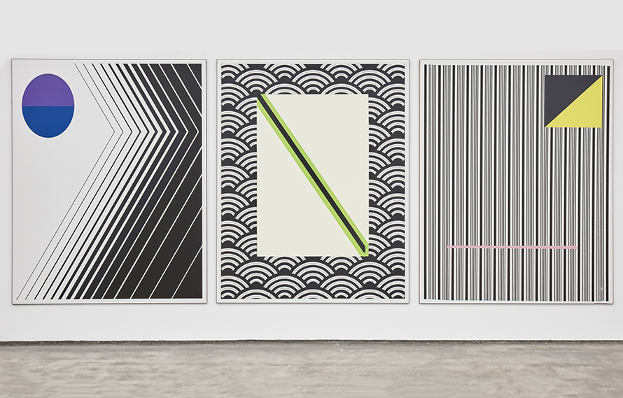 Supports System Series, (triptych). Polyurethane on melamine panels, 180 x 420 cm each. 2017