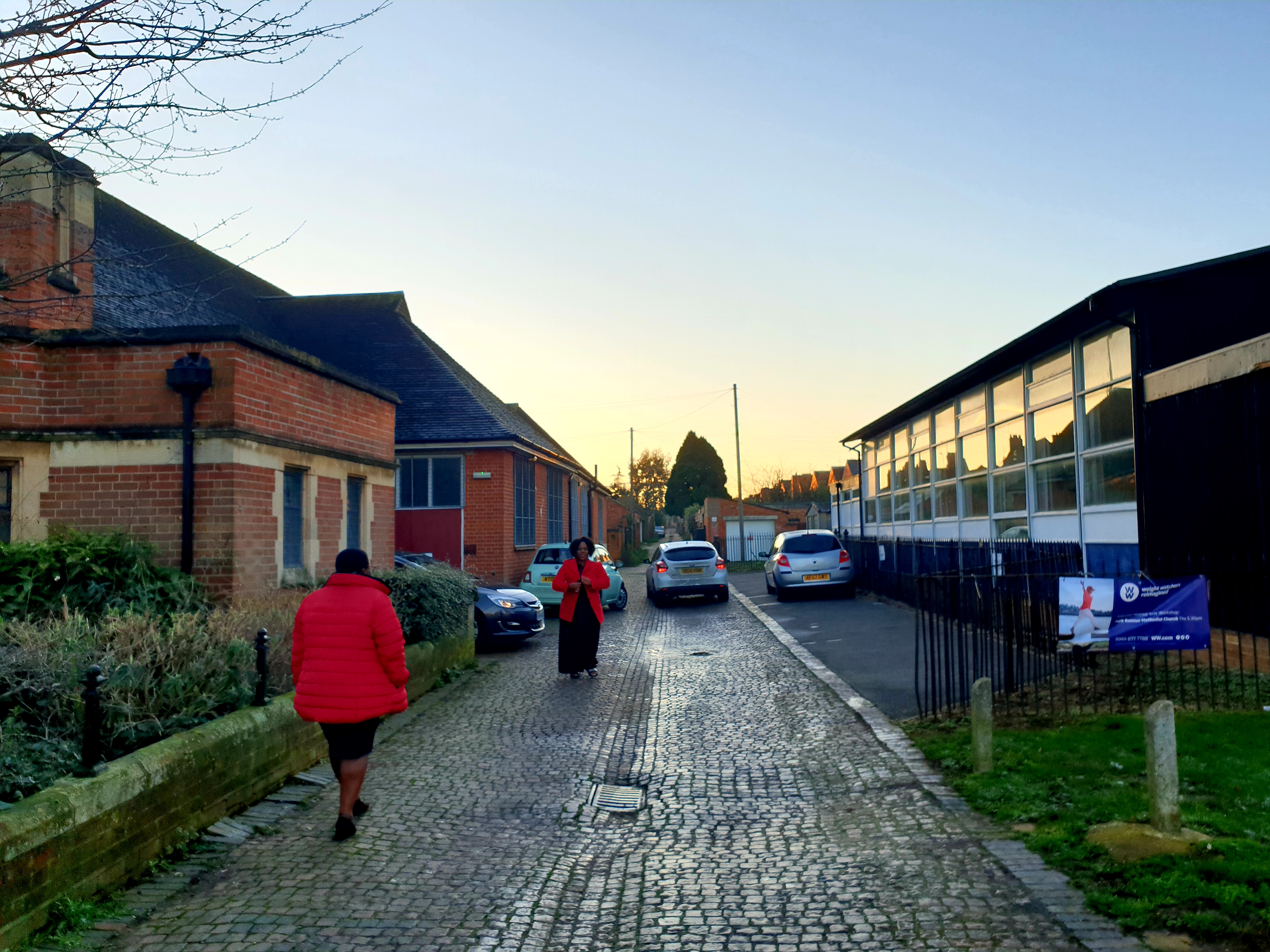 Churchgoers at the end of Blake and Iain's walk, perhaps engaging in expert review (Photo: Blake)