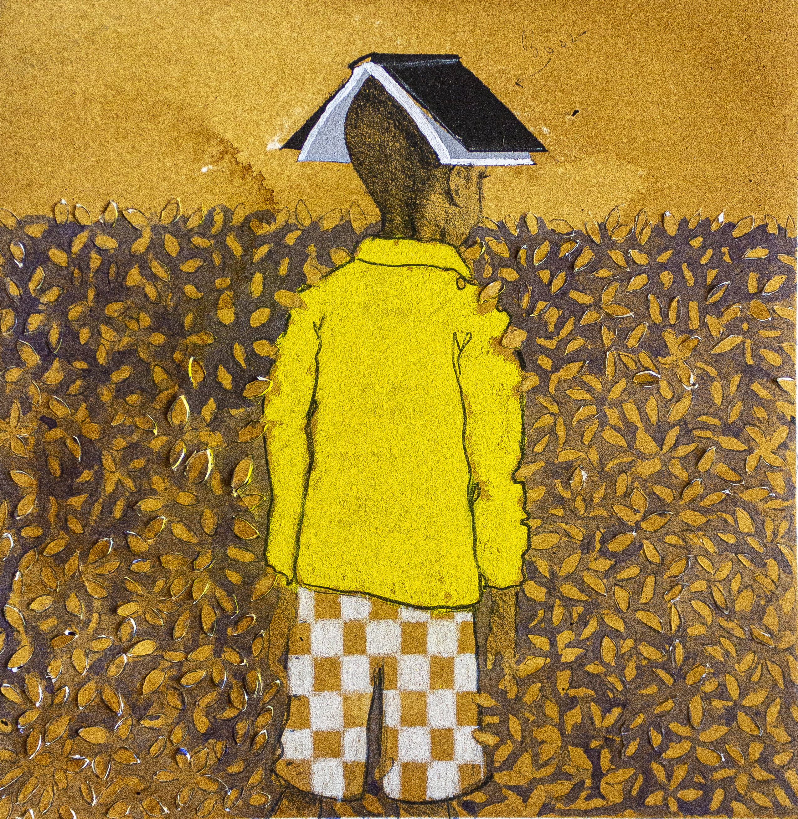 Go Tell it on the Mountain, Study, Charcoal on hand toned paper, acrylic ink, India ink, water color, acrylic paint, gouache, pastel, 11.5" x 11.5"