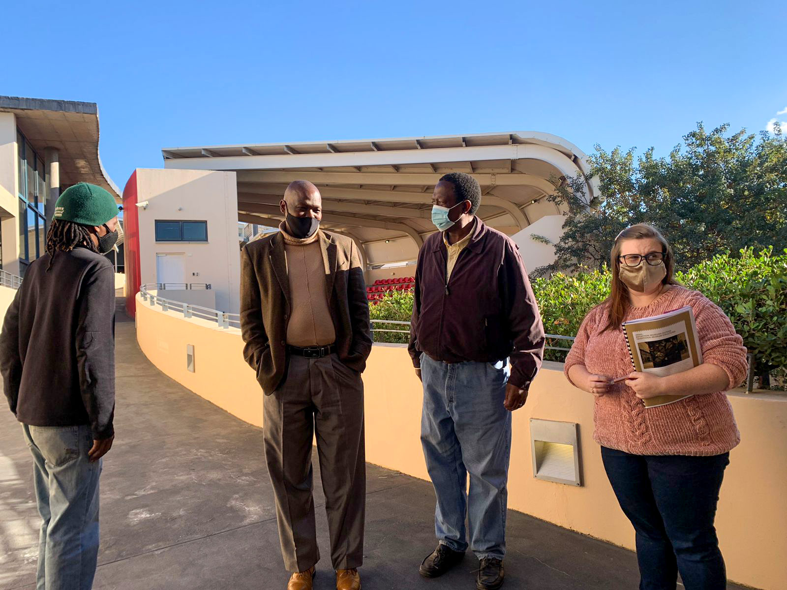 Members of the Biko study group exploring the centre's built environment, Module 2, 2021.