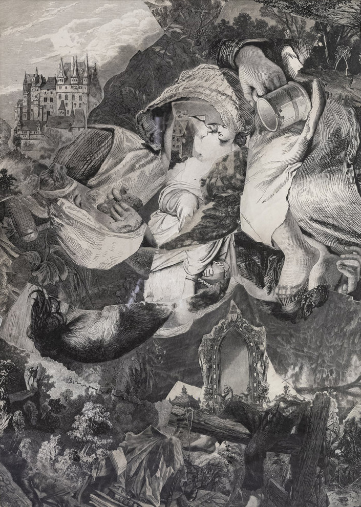 Country Club, 1997, Vintage engraved paper collage on museum board, 15.5 x 11 in.