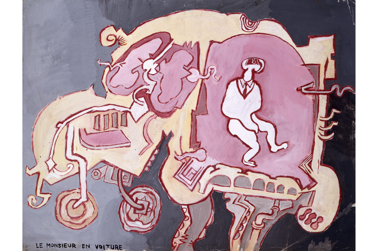 Juan DowneyLe Monsieur on voiture, 1962Óleo sobre papel61.5 x 76.8 cm