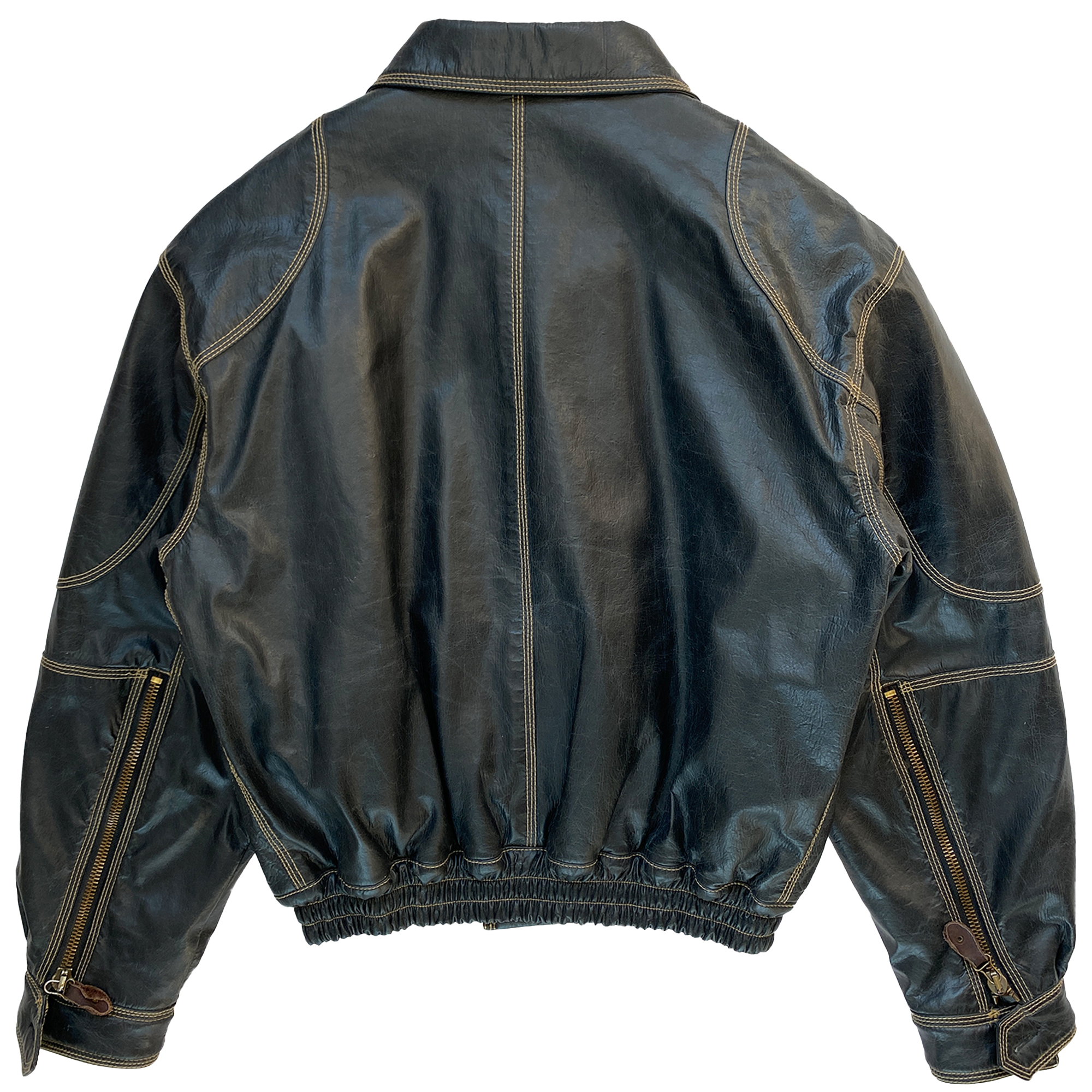 Emporio Armani, 1990s Double-zip Leather Quilted Flight Bomber 