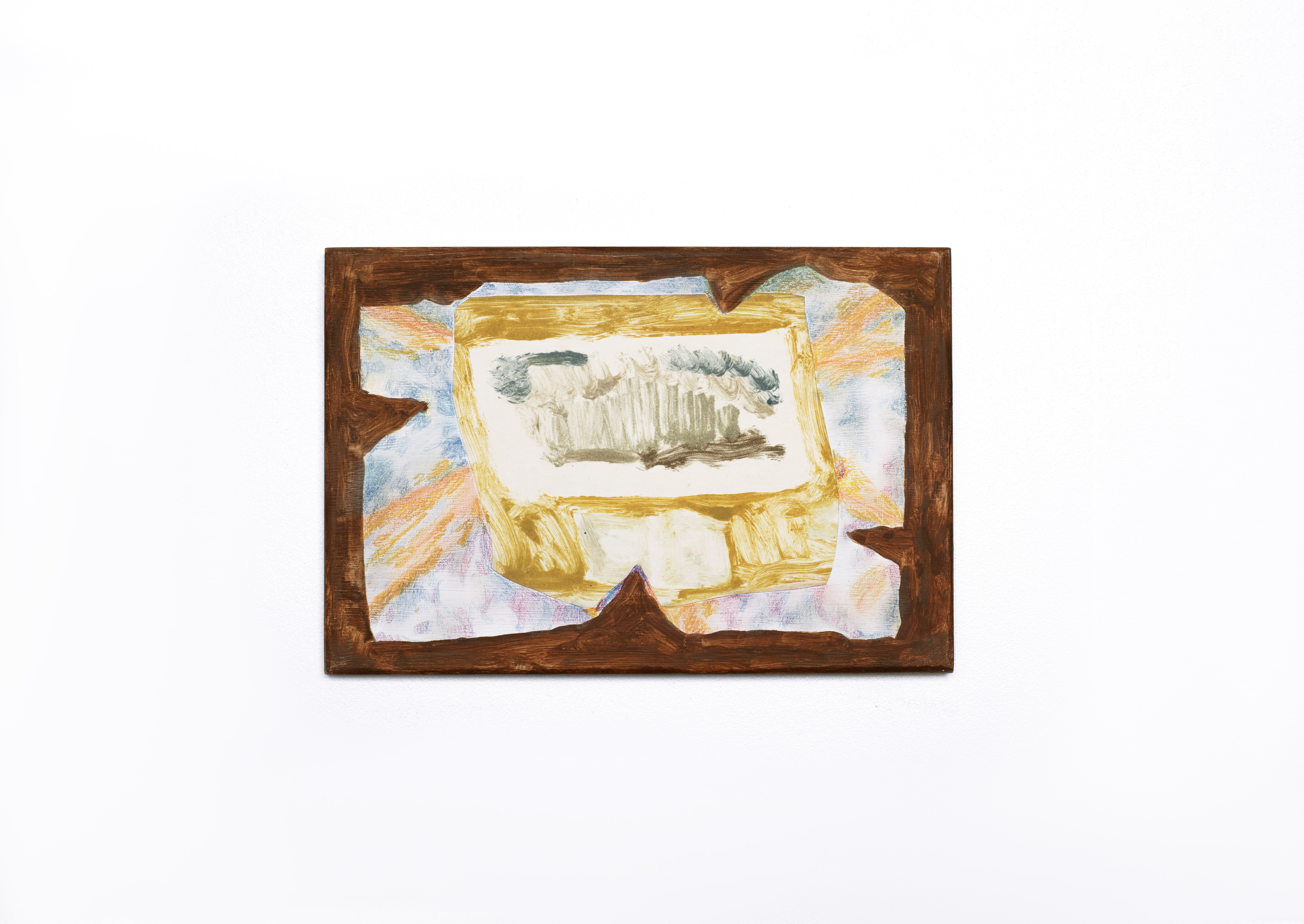 First Go, oil paint, monotype and pencil crayon on wood panel, 12" x 8", 2022