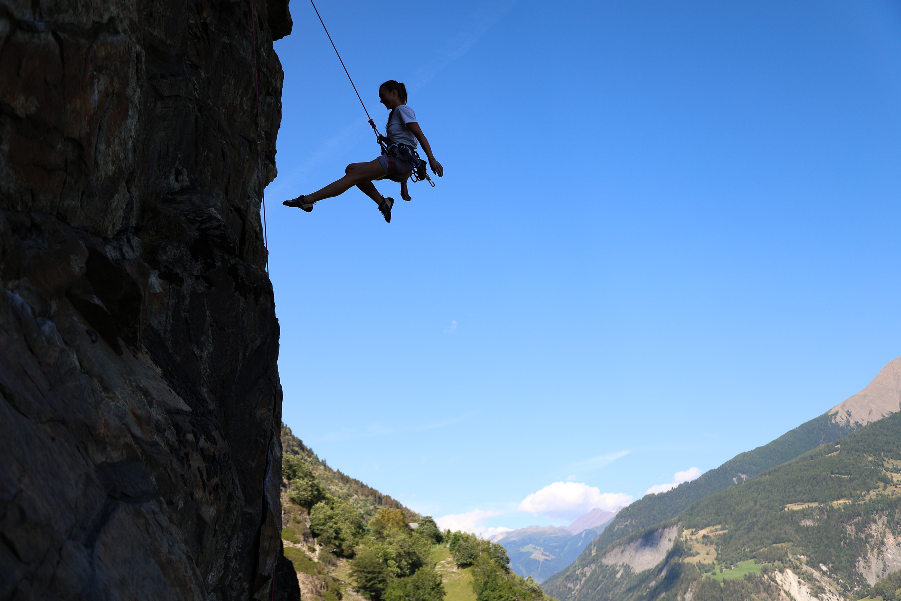 Nicole Salnikov climbing "Hülser Highway" 7a, Wallis, Switzerland, 2023