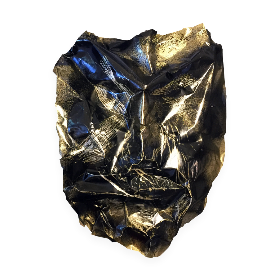 Micene Kid #2aluminium and spray paint, 39x27x6cm, 2017 · info