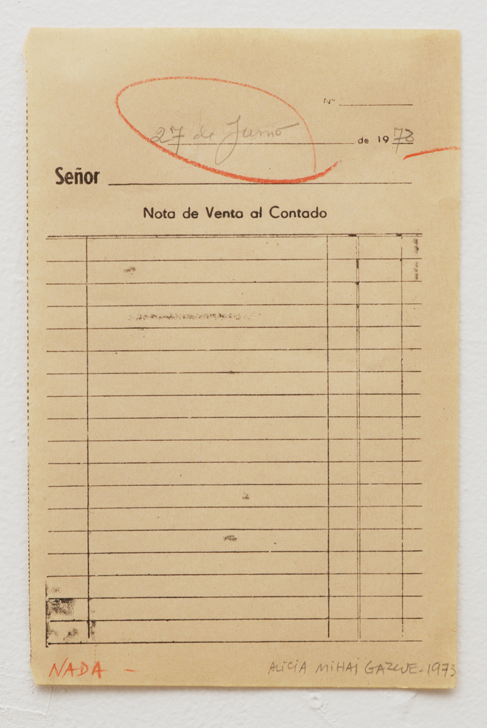 Nada, 1973 Pencil on paper 8.75" X 6"