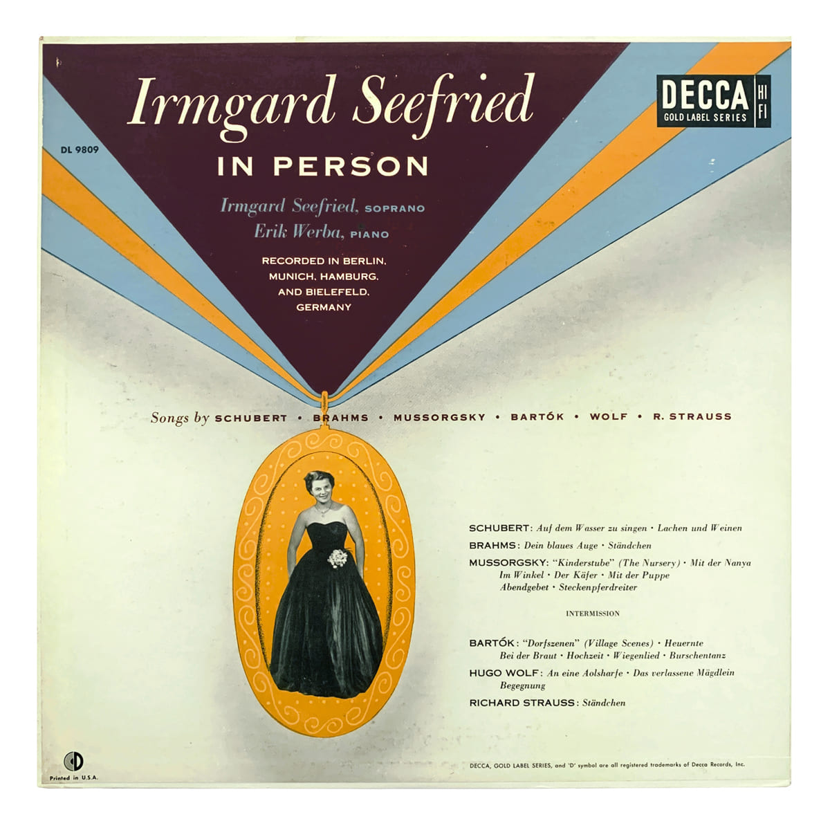 Decca Gold DL 9809 Various Irmgard Seefried | Erik Werba Design: Erik Nitsche (uncredited, redesign by Piedra Blanca?)