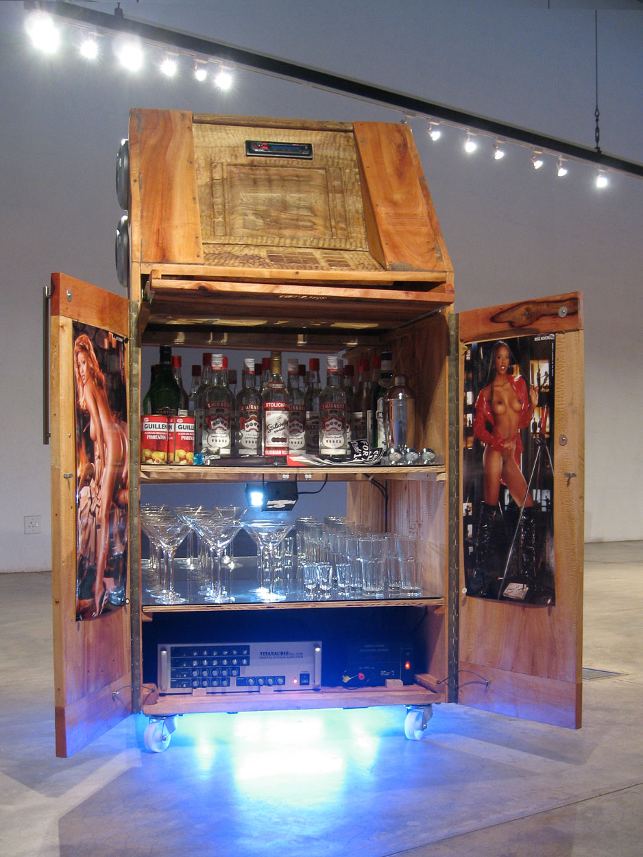 ATM Minibar, 2008. carved avocado wood, mixed media, found objects.170cm x 60cm x 80cm