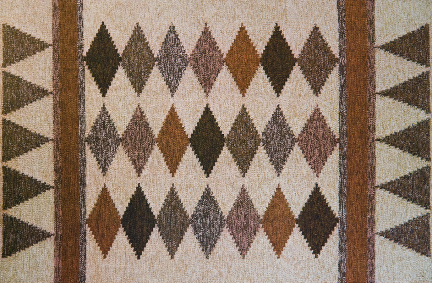 Handwoven wool rug. Serial production. 1980's