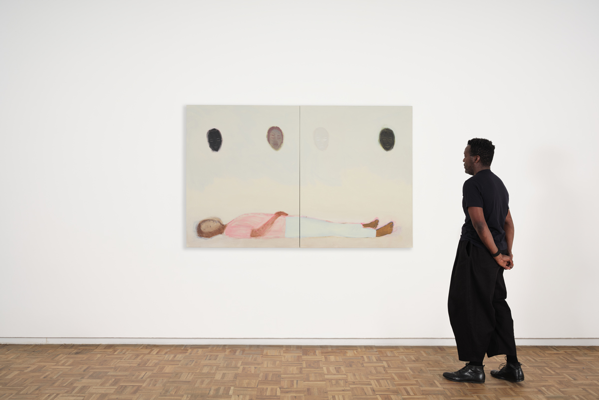 Gregory Olympio, A l’abri des regards (2025) | Acrylic on canvas, 127.5 x 203 x 3.5 cm