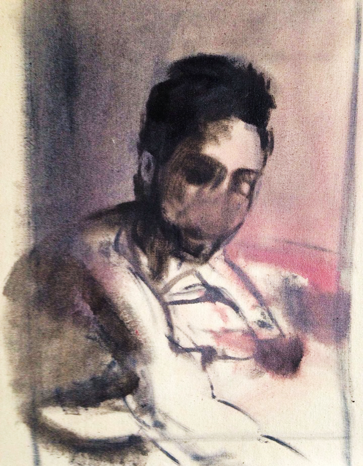 Portrait à la baignoire, 2016, huile sur toile, 50x30cm