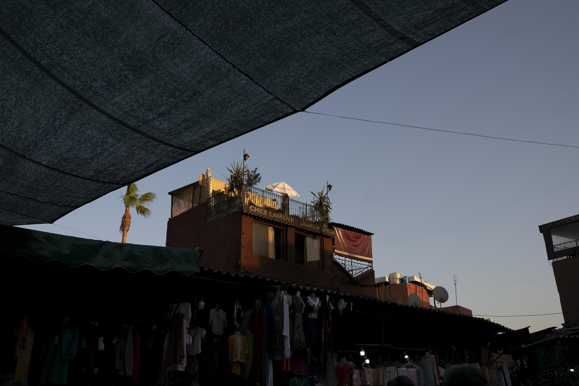Sun sets over Djemaa el-Fnaa