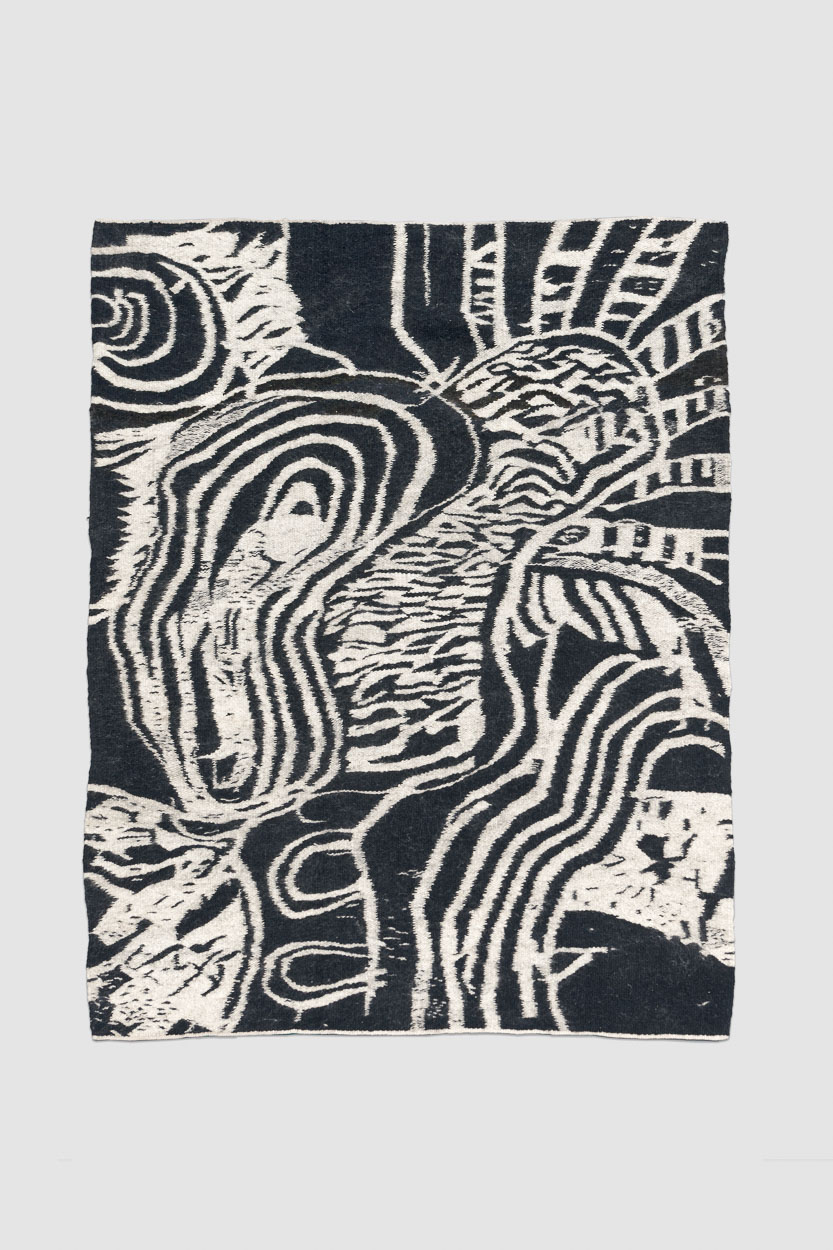 Black Burger, 2018. handspun karakul wool, metal complex dyes. 200cm x 140cm