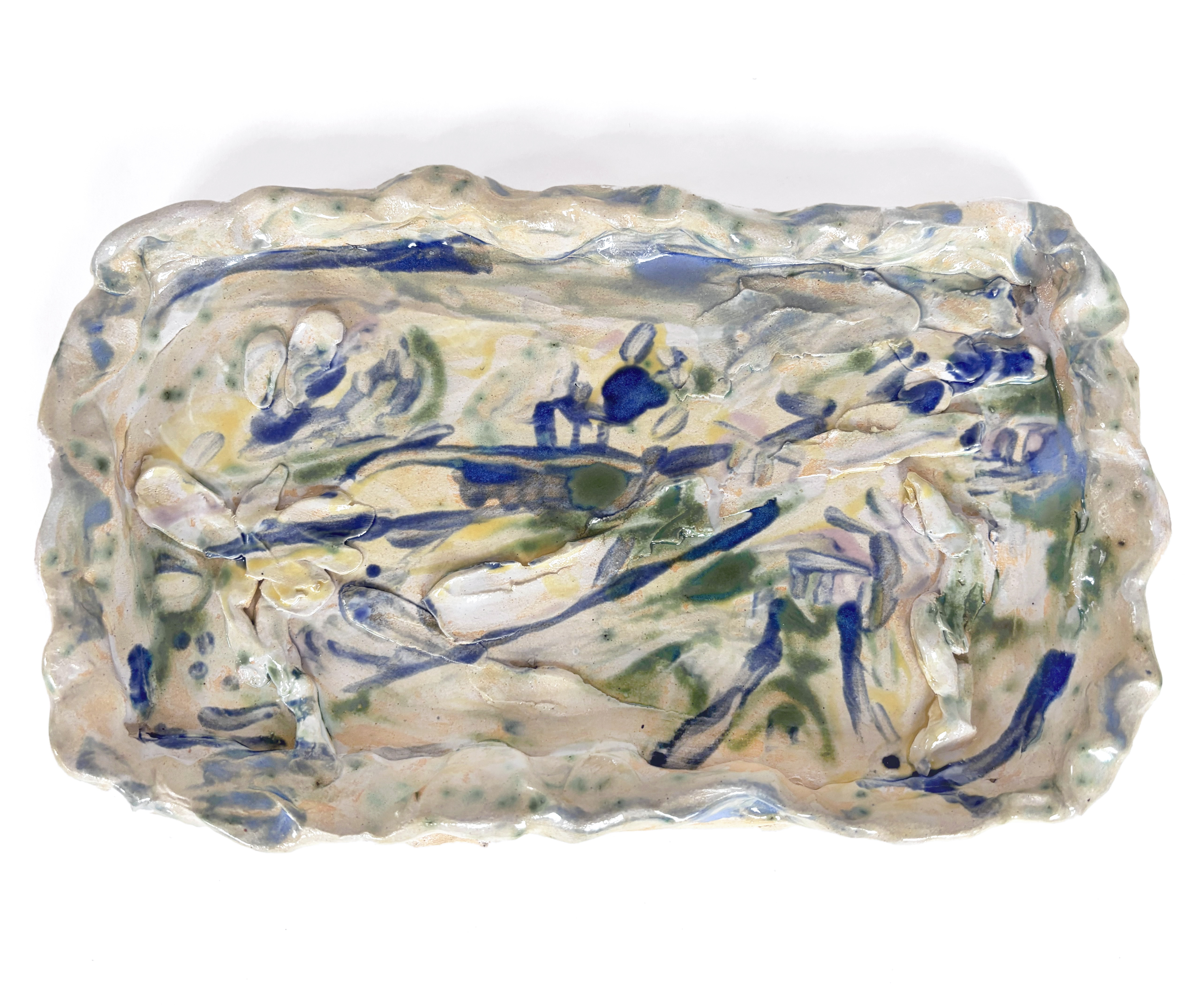 „Intuitive paintng", H15cm x W25cm, glazed ceramics, 2024