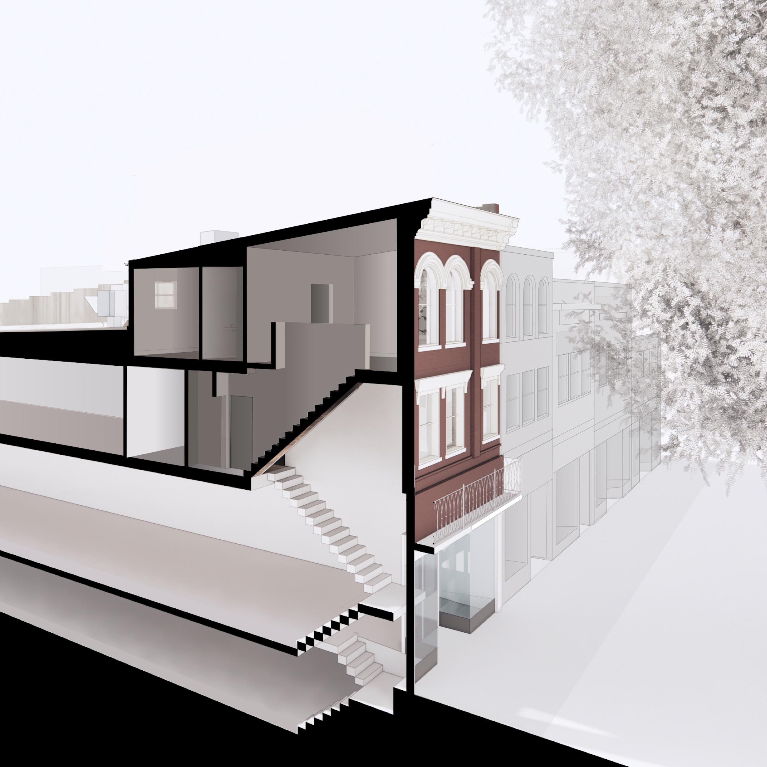 Existing CT Scan Perspective | Charlottesville Loft Apartment | PARABOLA Architecture