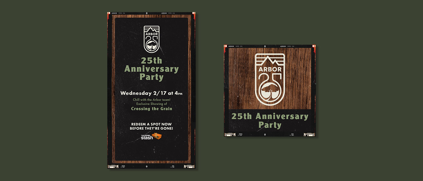 Arbor x The Zumiez Stash Virtual Event: Instagram Story Flyer (left) App Thumbnail (right)
