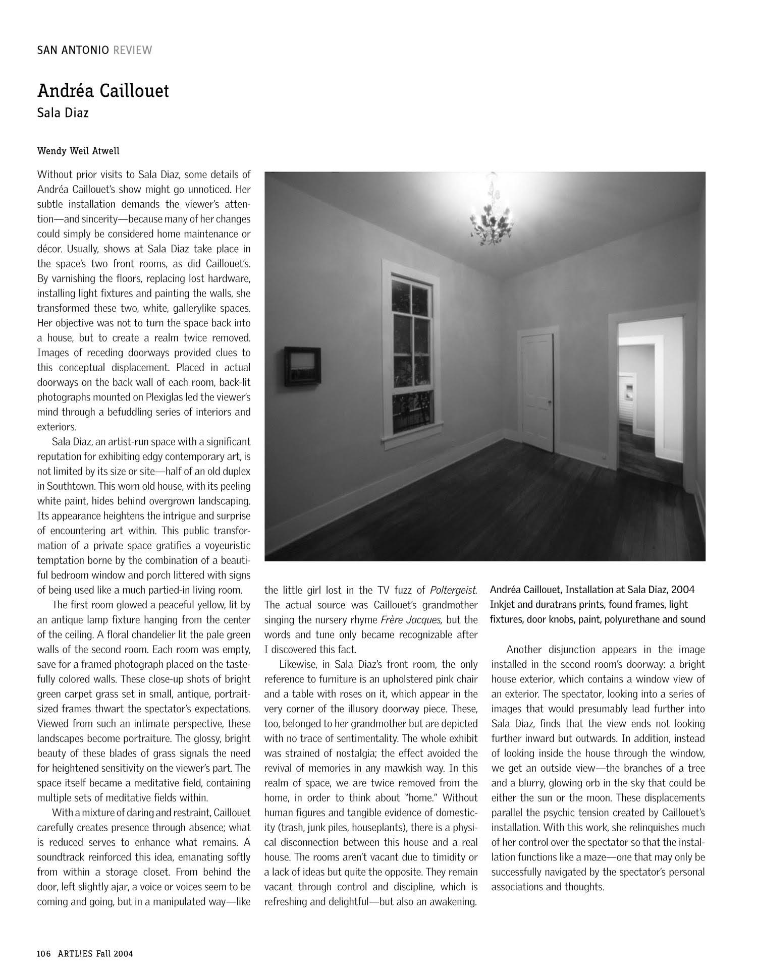 San Antonio Review - Andréa Caillouet at Sala Diaz 