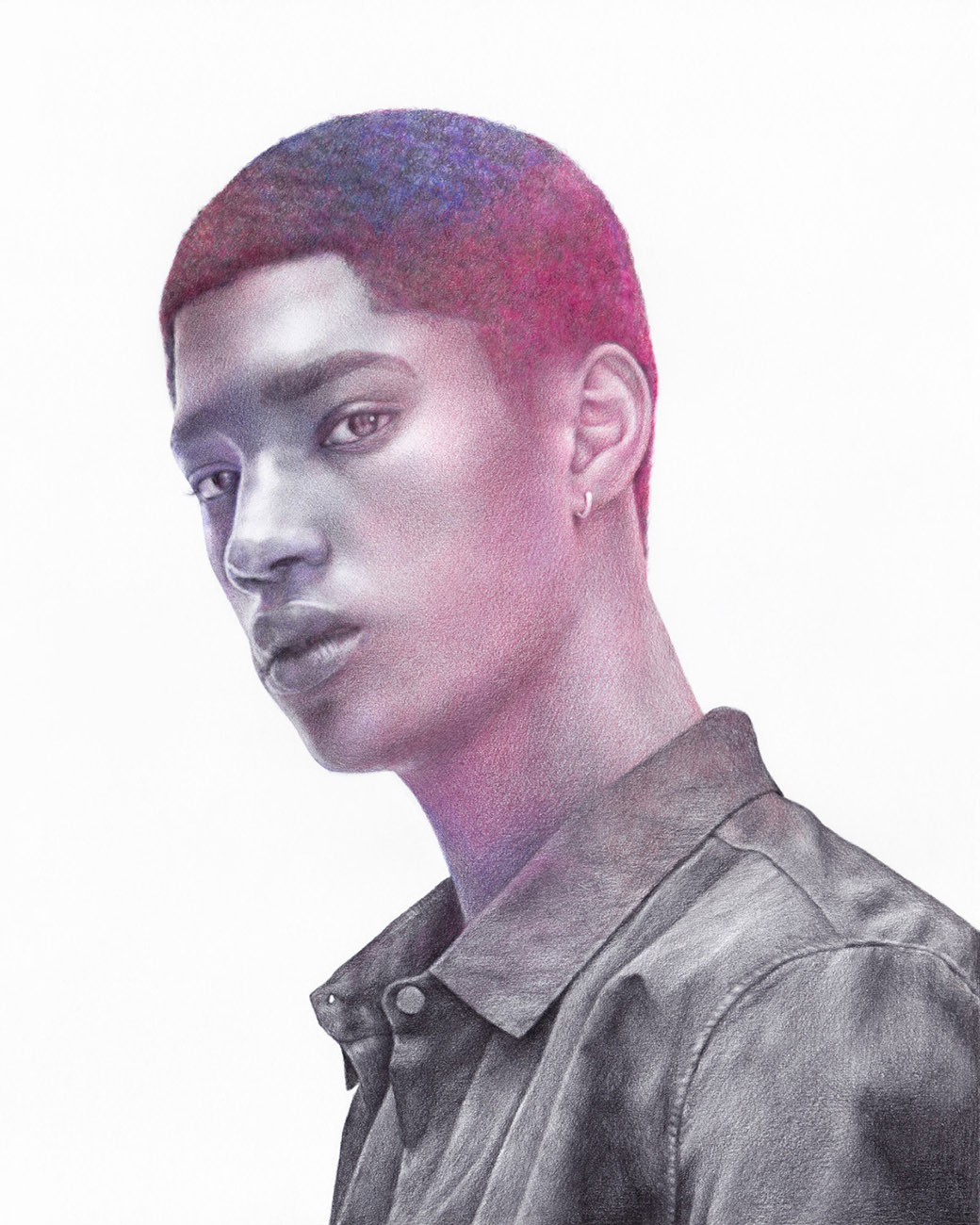 Nightfall 01, 2021Graphite and colored pencil on paperModel: Diogo Gomes