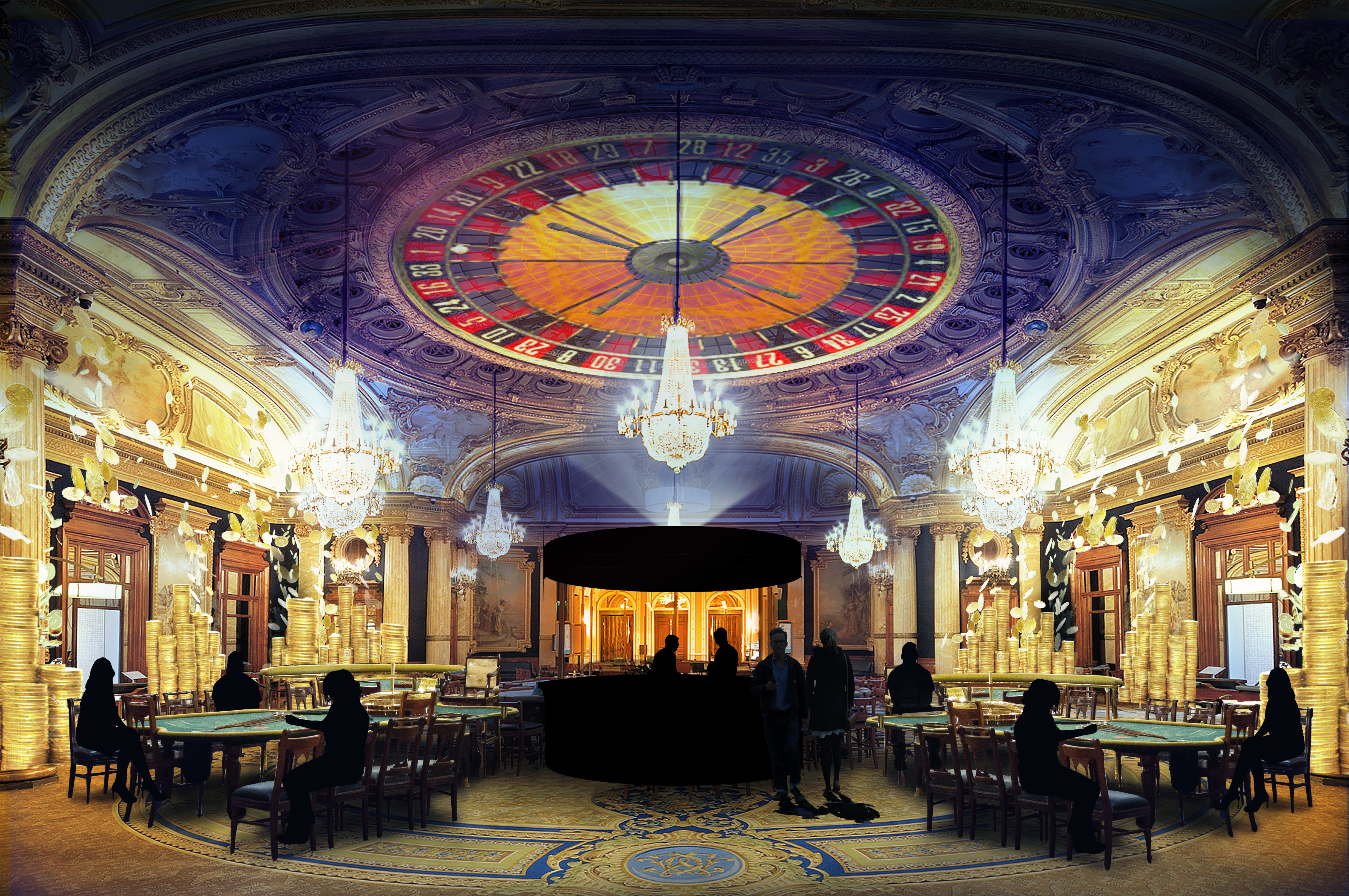 Salles Europe, Amérique et Renaissance du Casino de Monte Carlo. Mars 2019. Monaco