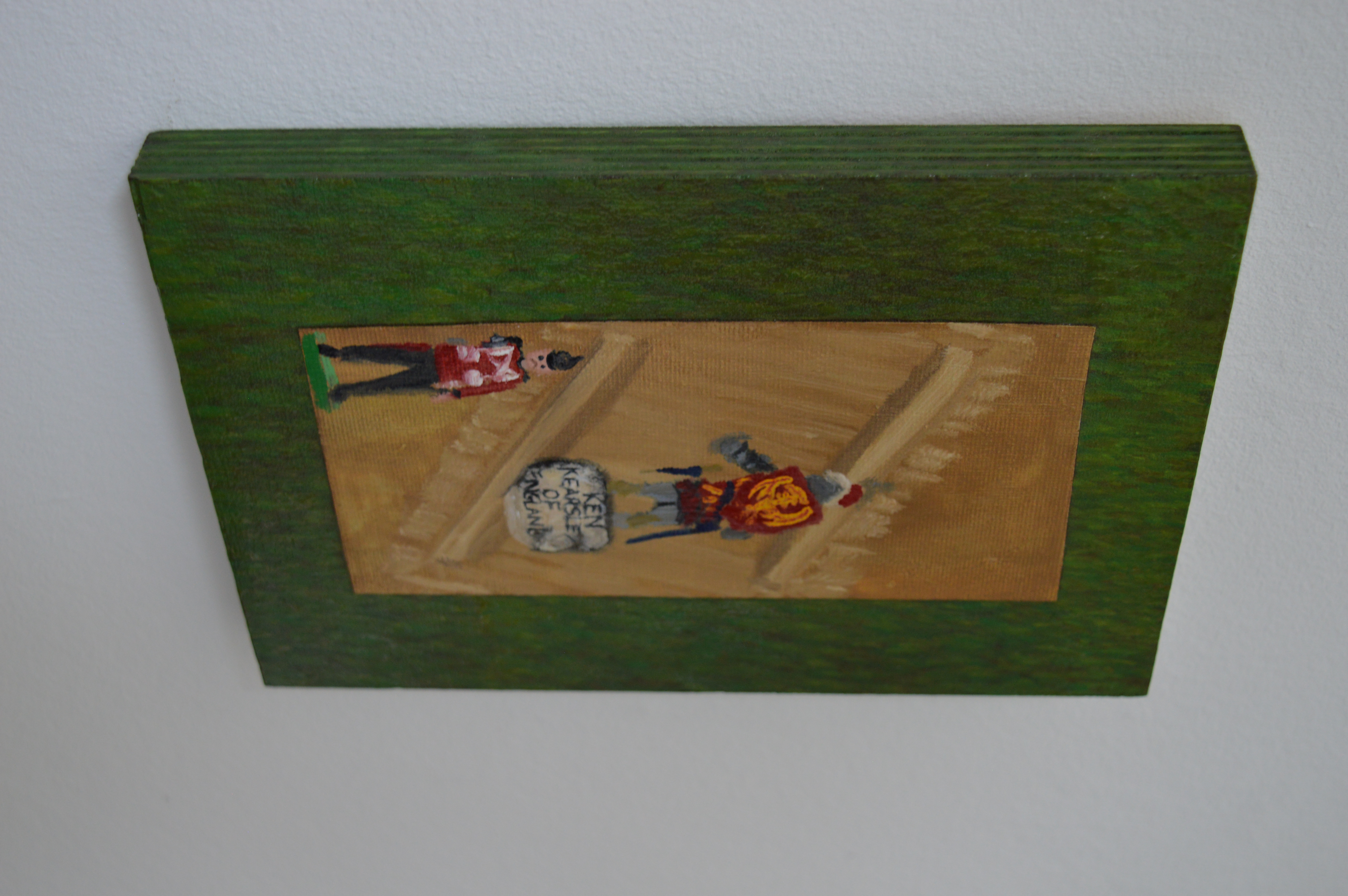 ken kearsely's soldiers   enamel on reworked canvas, layered on enamel on plywood, 21.5 x 15 cm 