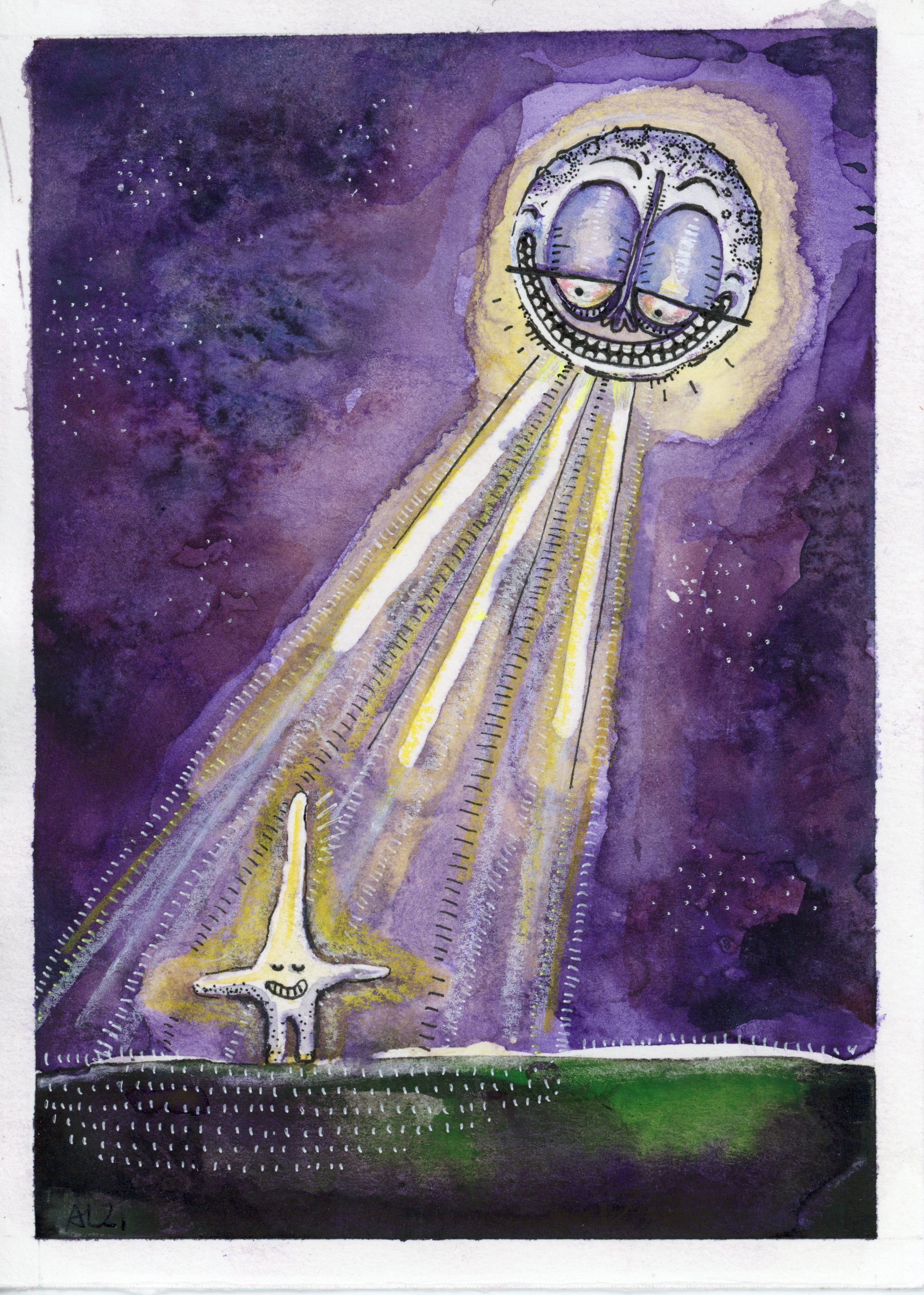 I feel the moon 2022 watercolor & mixed media