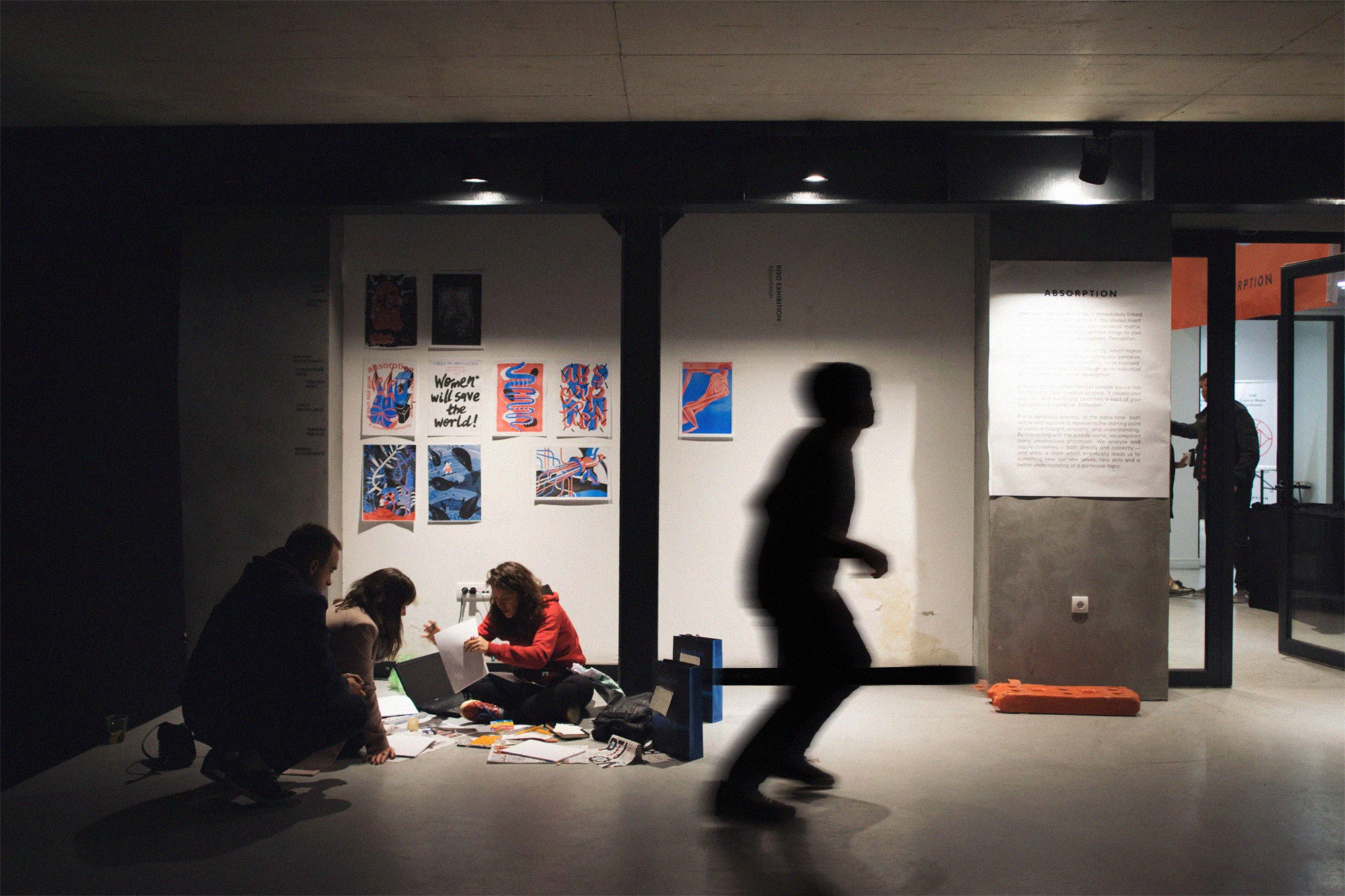 The illustration was printed usign 3-color risography and was part of a group exhibition featuring 46 artists