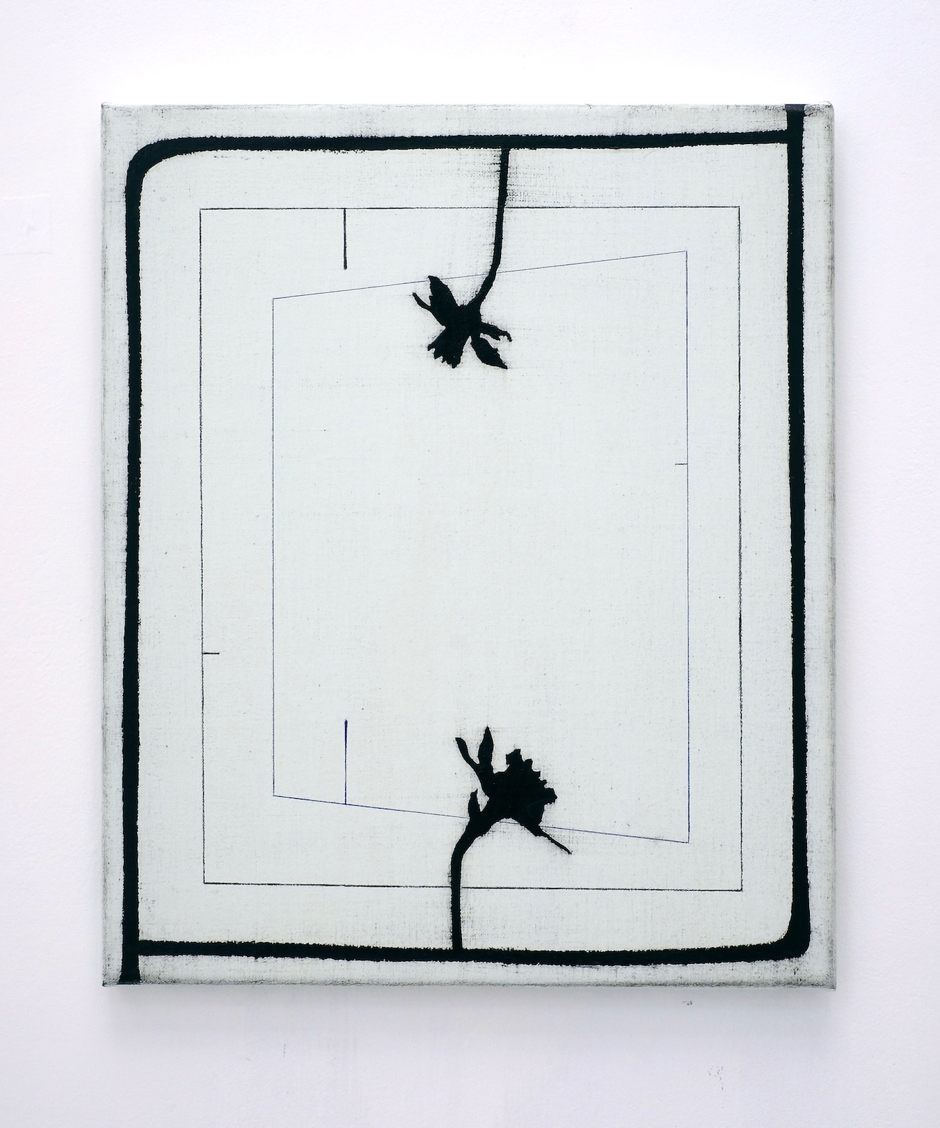 Untitled 2021, acrylic, oil, pencil and ballpoint on canvas, 36 x 30 cm