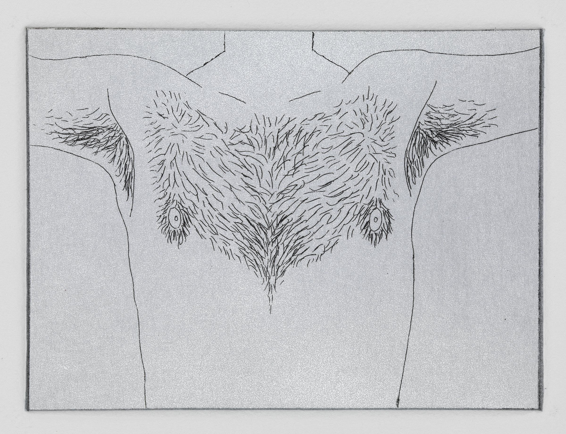 Chest, 2010. Etching with chine coll&eacute;; 3 &times; 4 inches