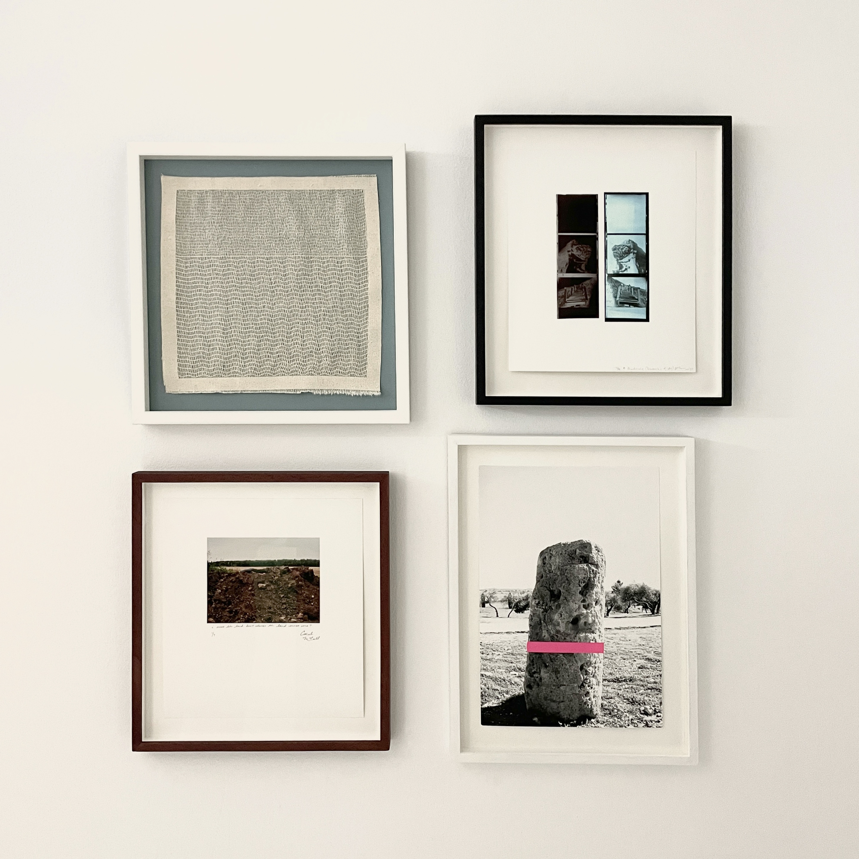 I miss the land but does the land miss me? Exhibition edition, 2022, clockwise from top left: Panayiotis Doukanaris, Henrietta Simson, Amy Stephens, Carali McCall 