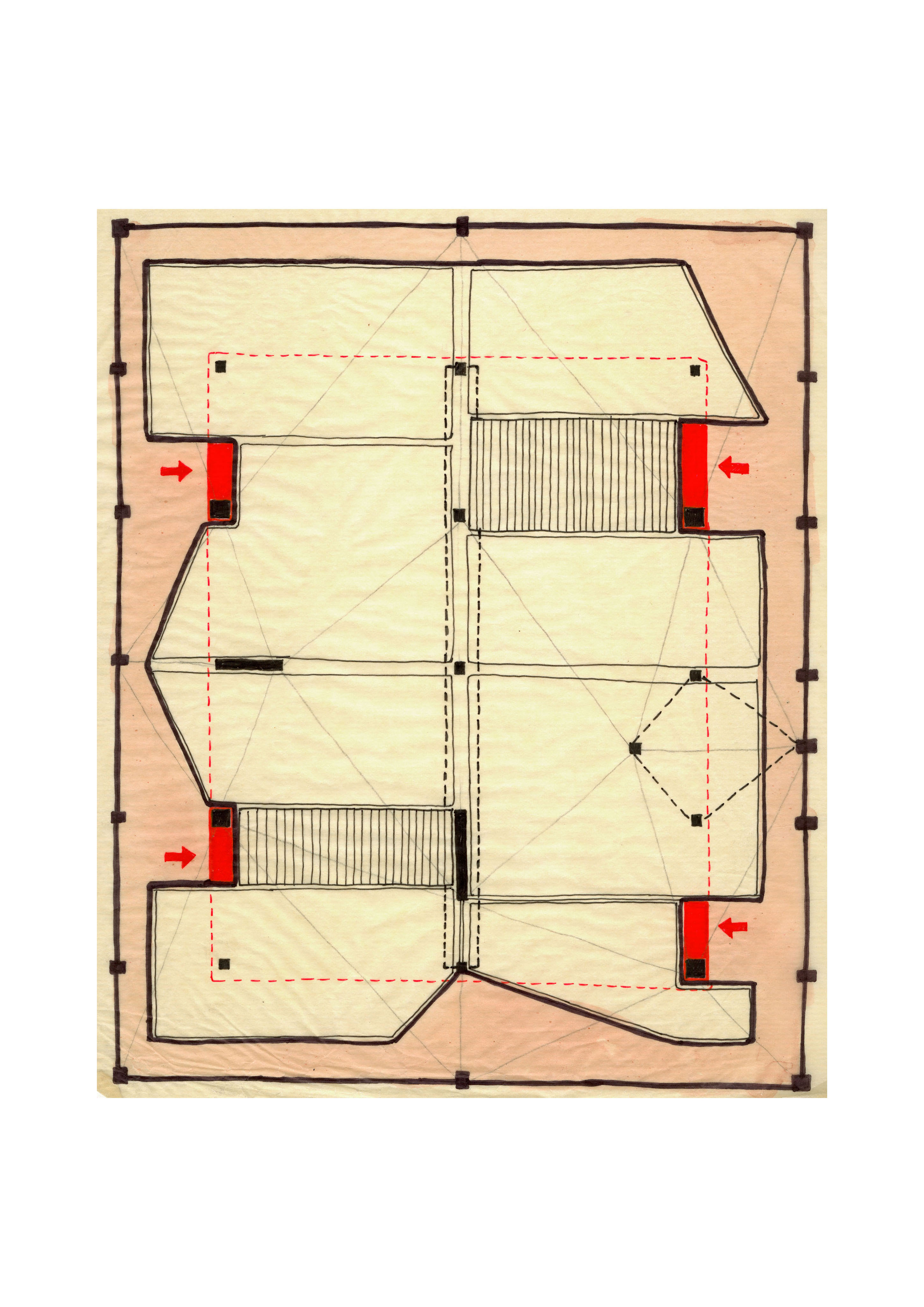 'base, underground', ink on trace paper, 20x30cm