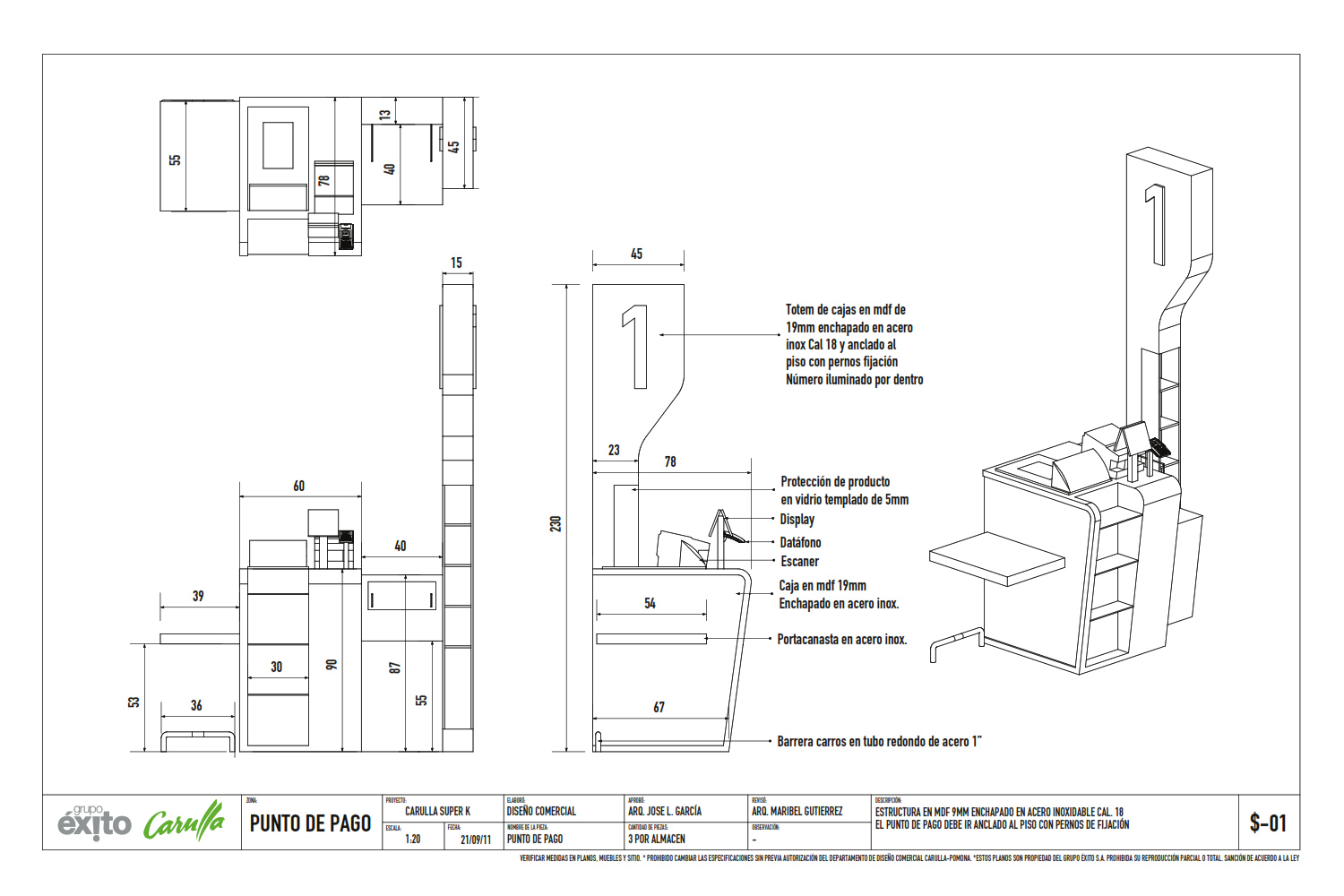 2011/ Mobilier pour le nouveau magasin Carulla - Grupo Éxito