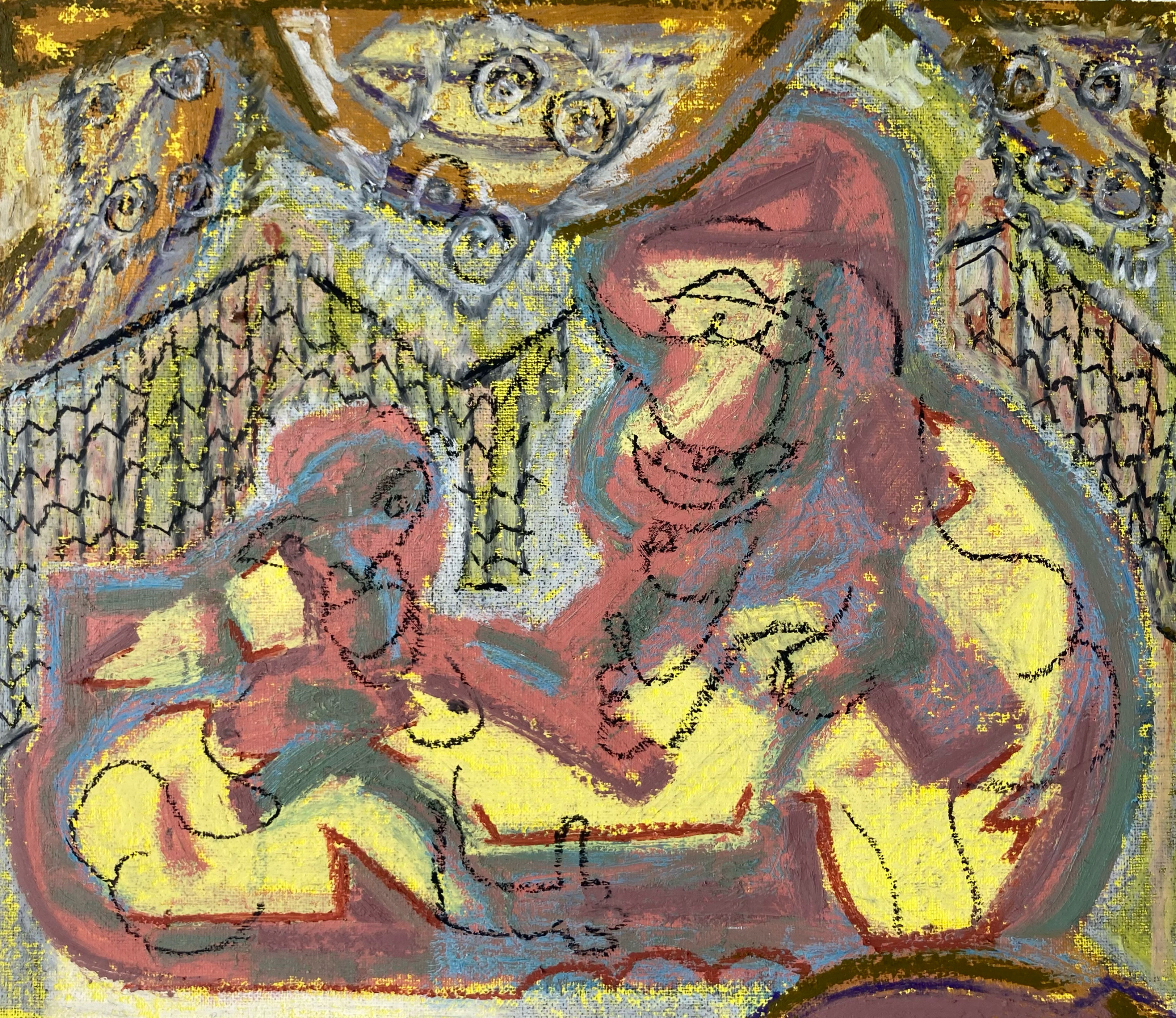 cool ravers on ketamine dancing to a super rare jungle track at a secret party, 11 x 14 in.