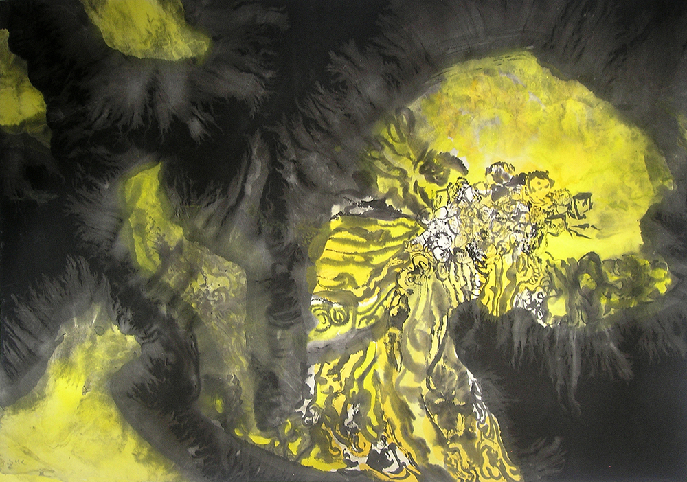 2013 moss / women were trying to make sure the spirits of their returning ancestors are at peace, 69cm x 97cm