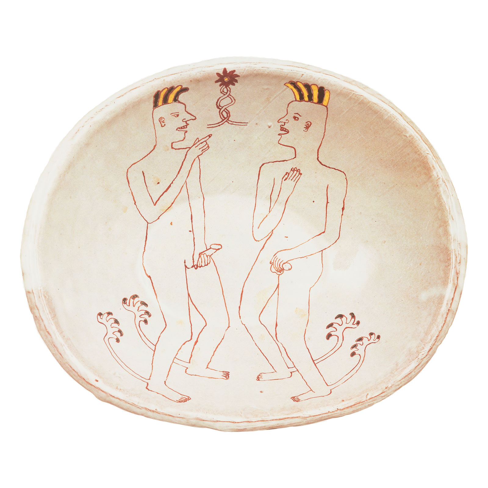 Two Men serving dish, 1995Glazed ceramic stoneware