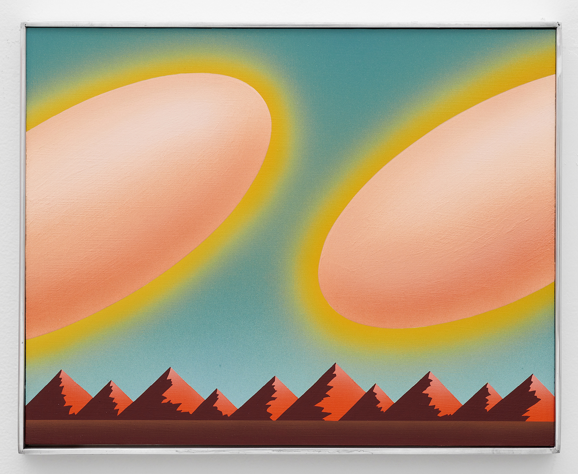 Floater II, 2022Acrylic on plywood, polished aluminum artist's frame, 14&rdquo; ︎ 11&rdquo;