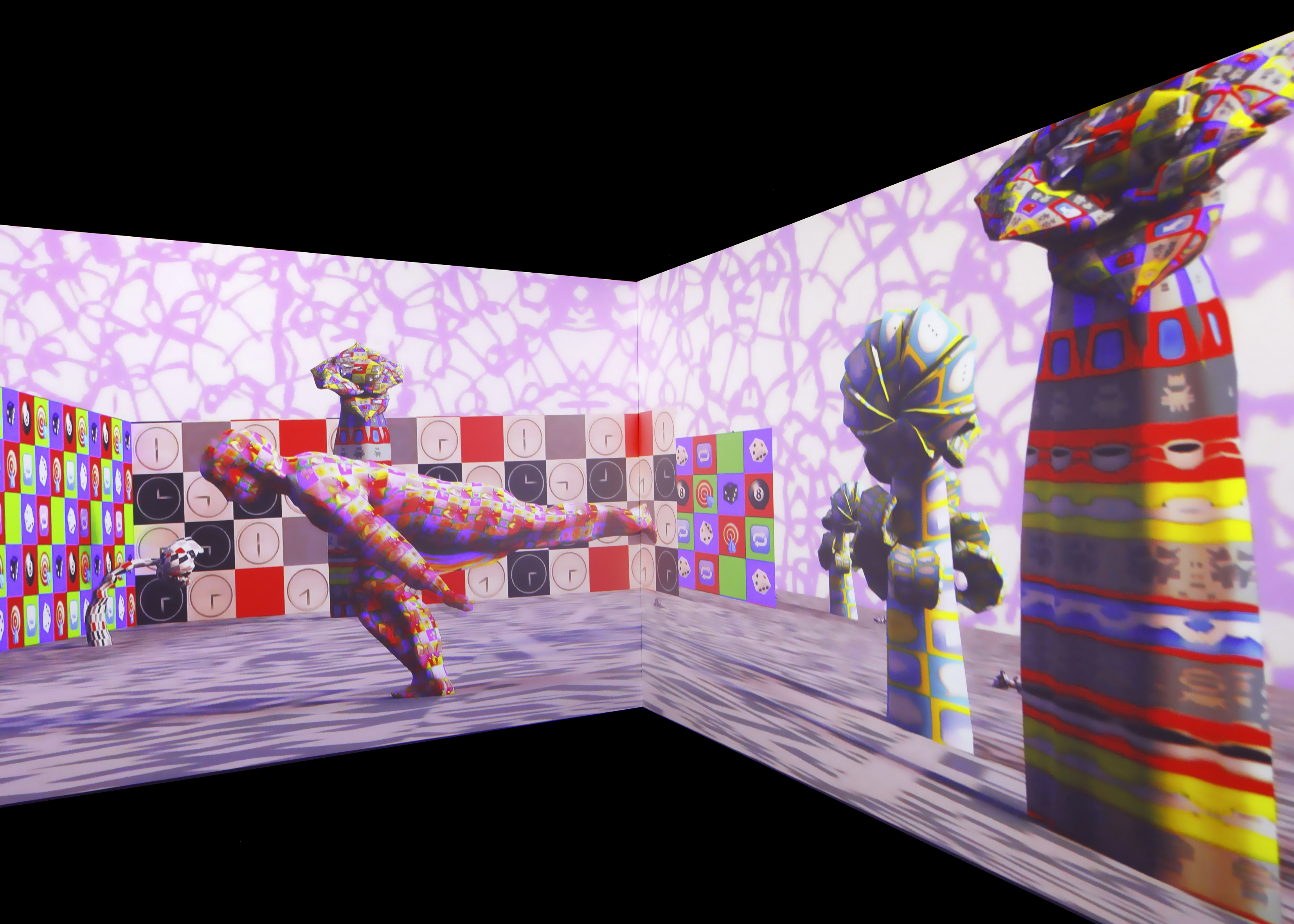 Alice XR (2018), a 3-channel immersive installation, featuring motion-captured performances by  Kristina Isabelle and music composed by Edmund Campion and Danielle DeGruttola.