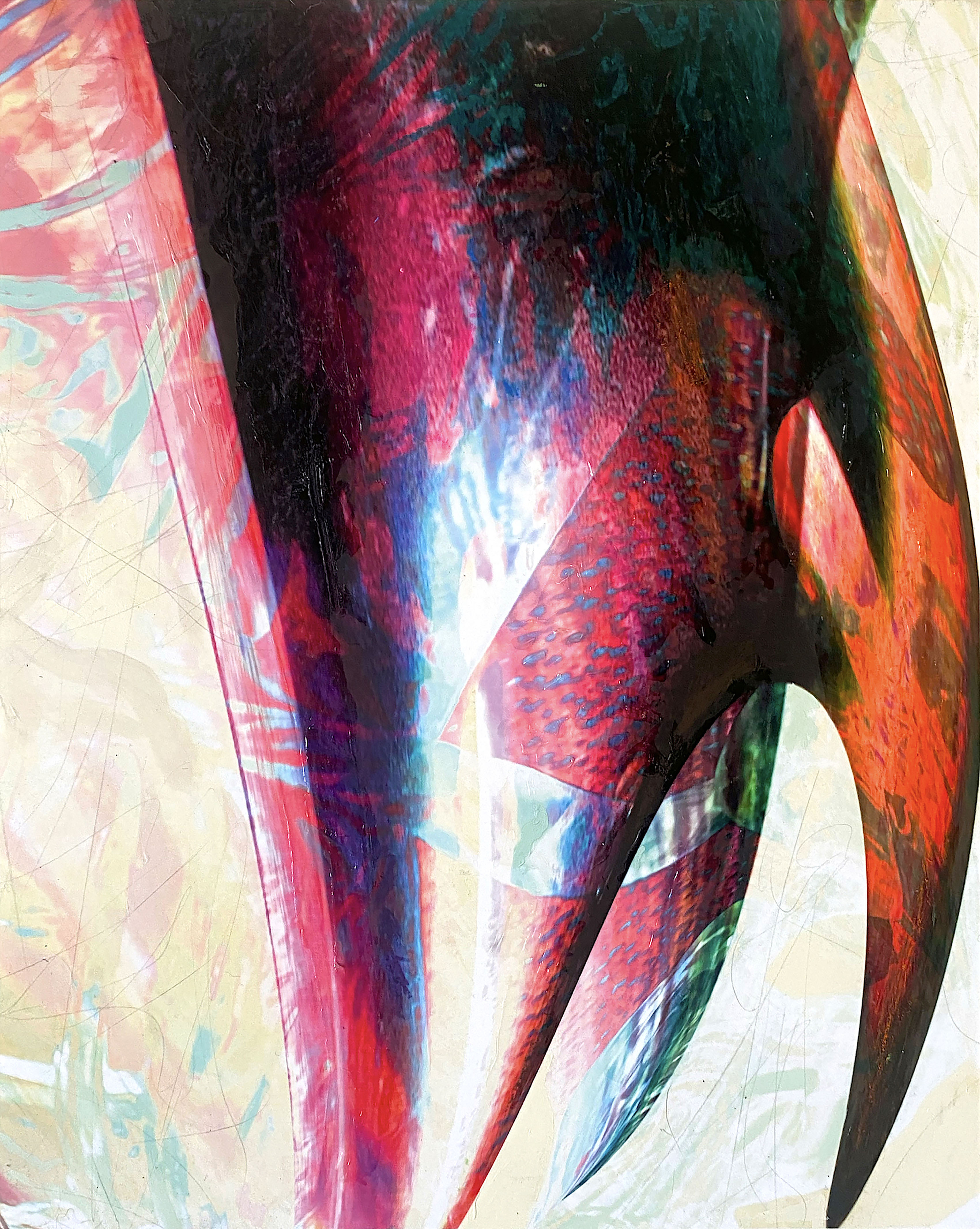 "Baseball Fields", Screenprint, acrylic, graphite, and oil pastel on pigmented inkjet print on Photo Tex,  19.5" x 14",  2025