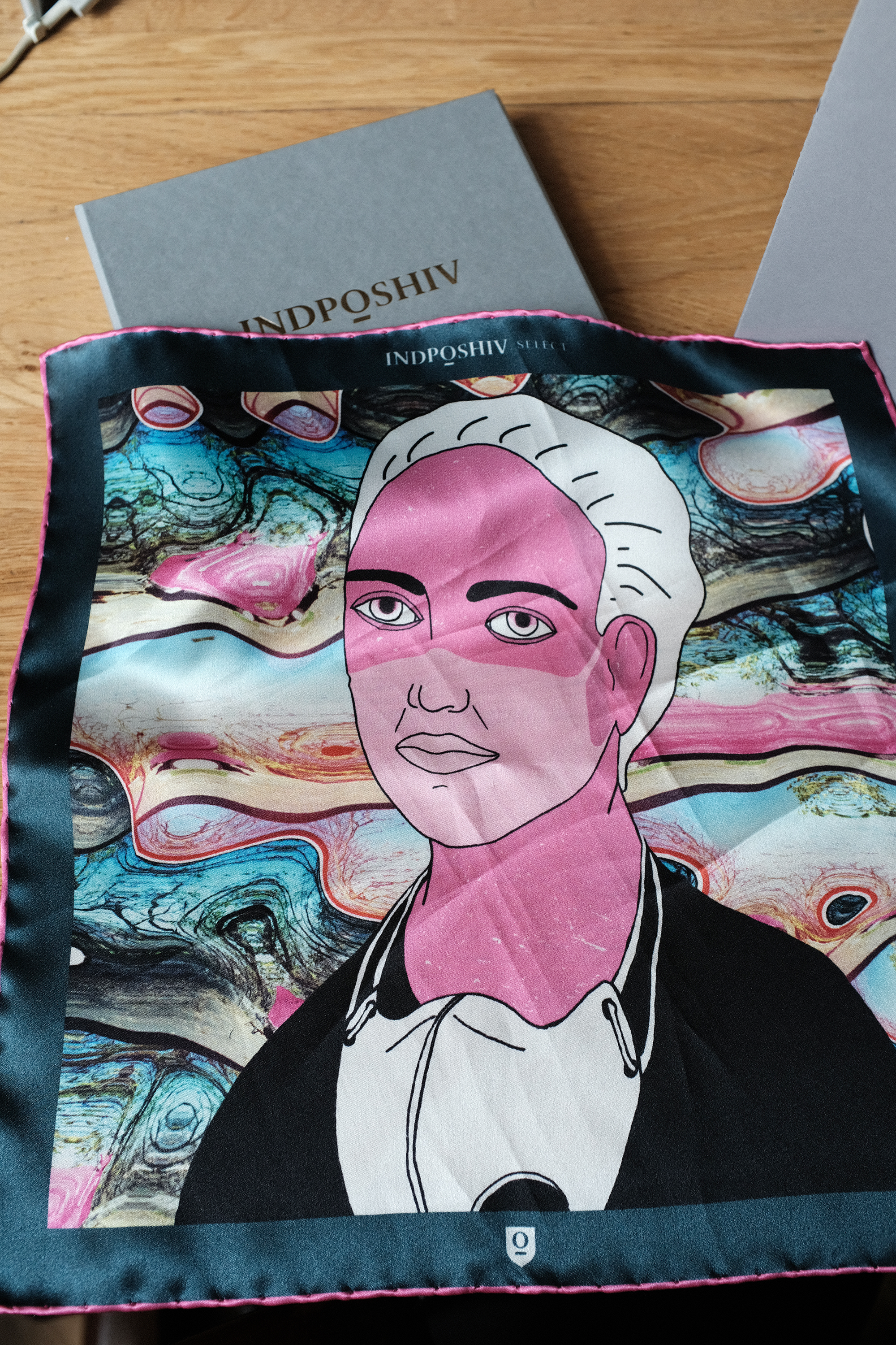 2020, Sergiy Maidukov workshop. Custom silk hankie by Indposhiv