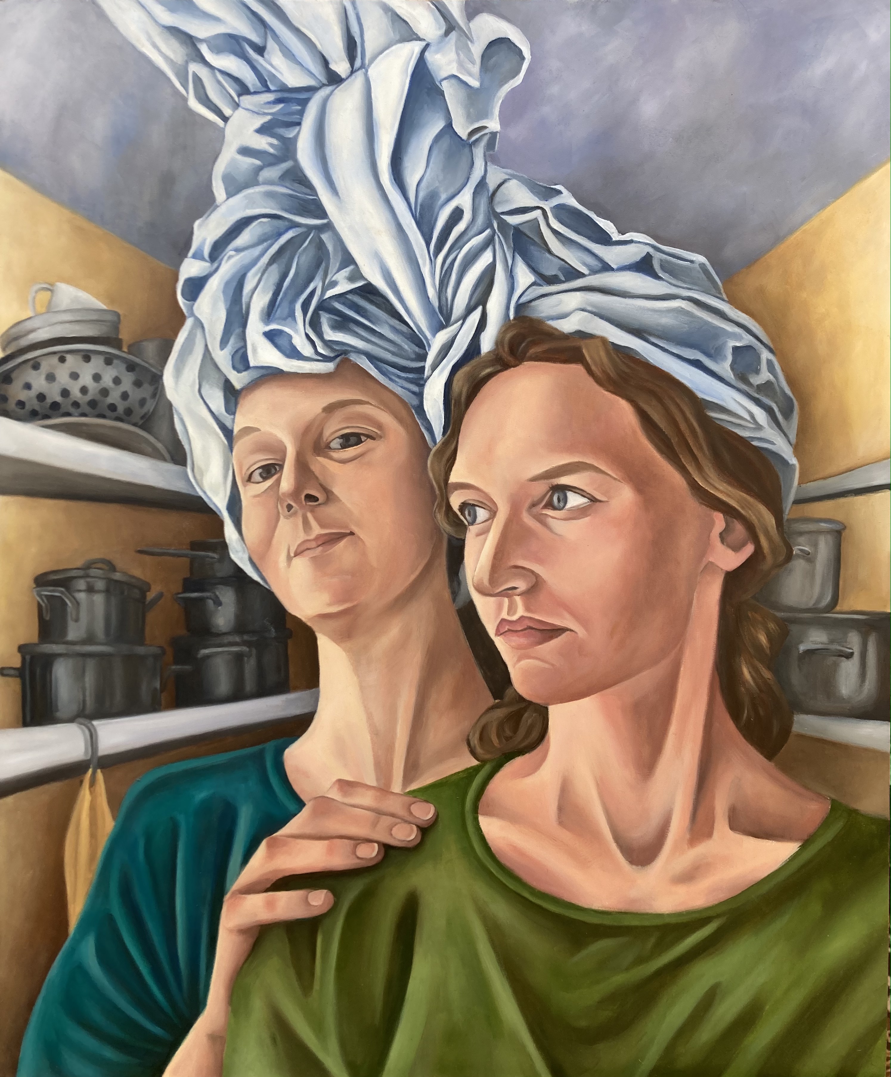 Two sisters, oil on cardboard, 2023, 50x60cm