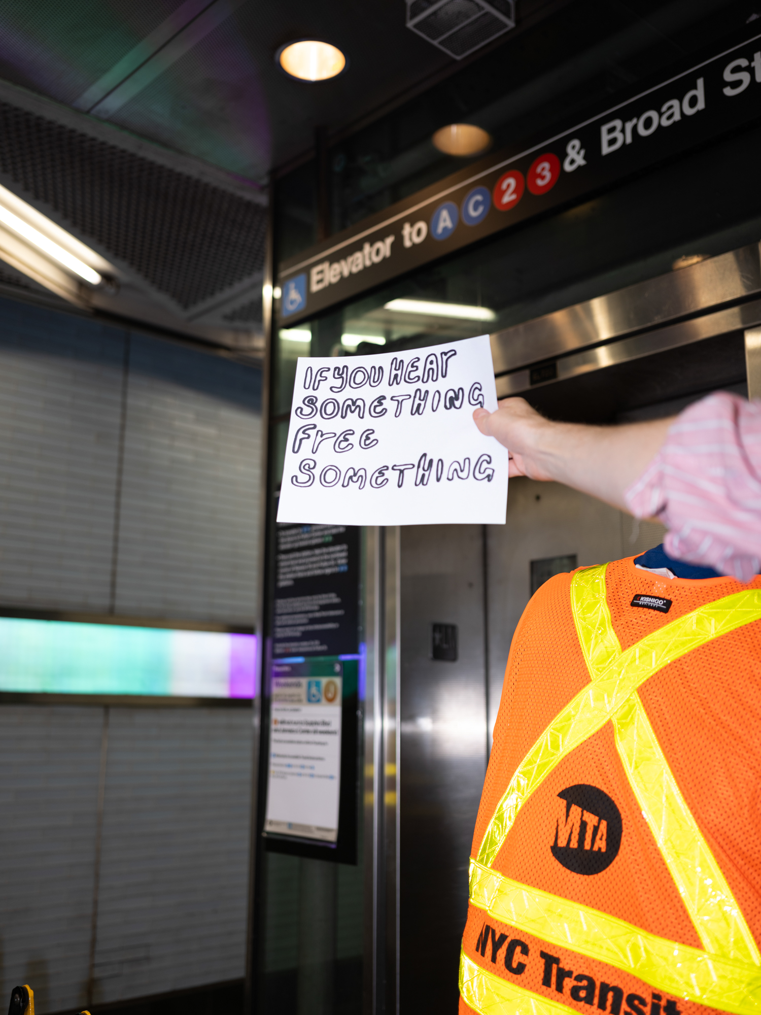 Spontaneous moment with MTA worker at Fulton Street, Manhattan