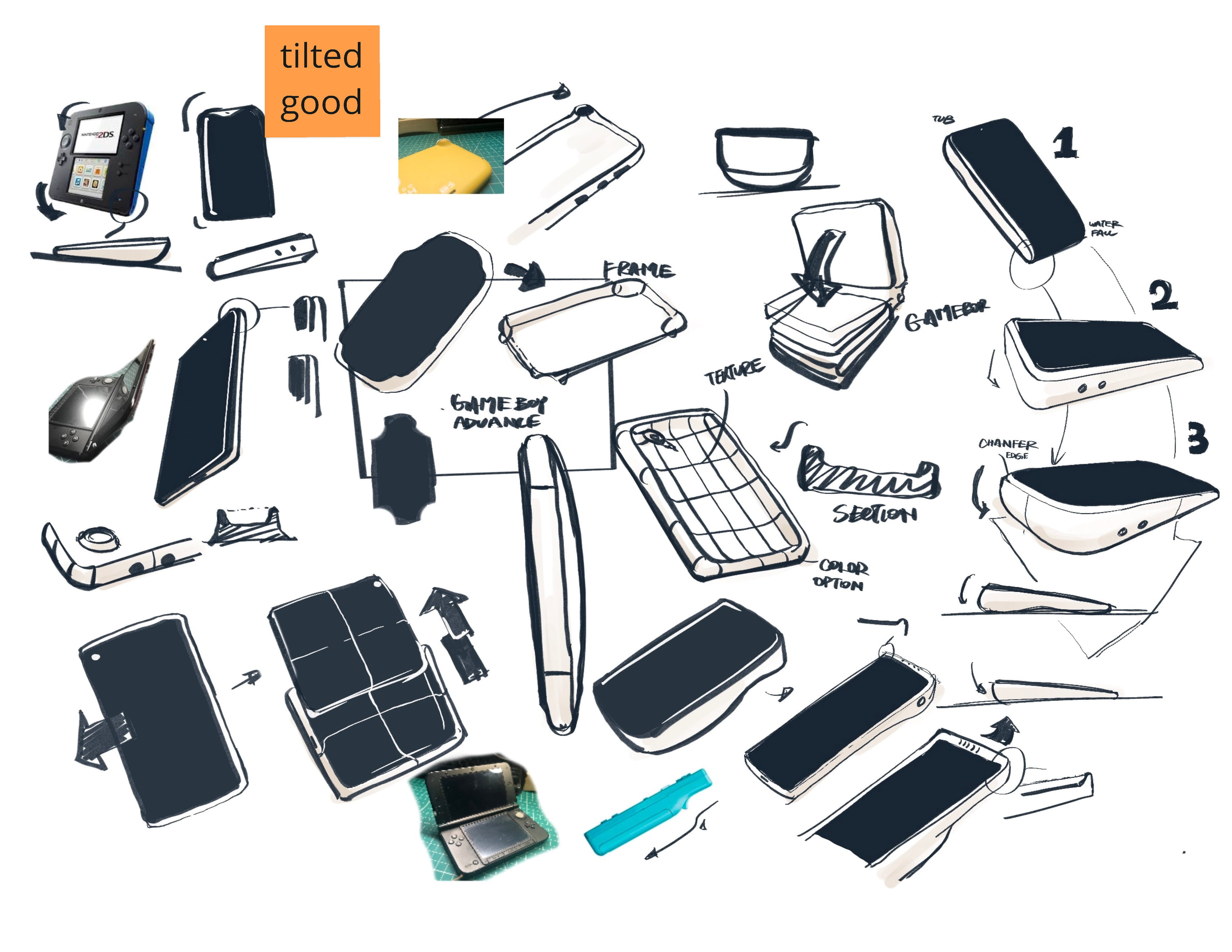 I started sketching based off the console that I owned and loved: the Nintendo Dual Screen and Nintendo Switch