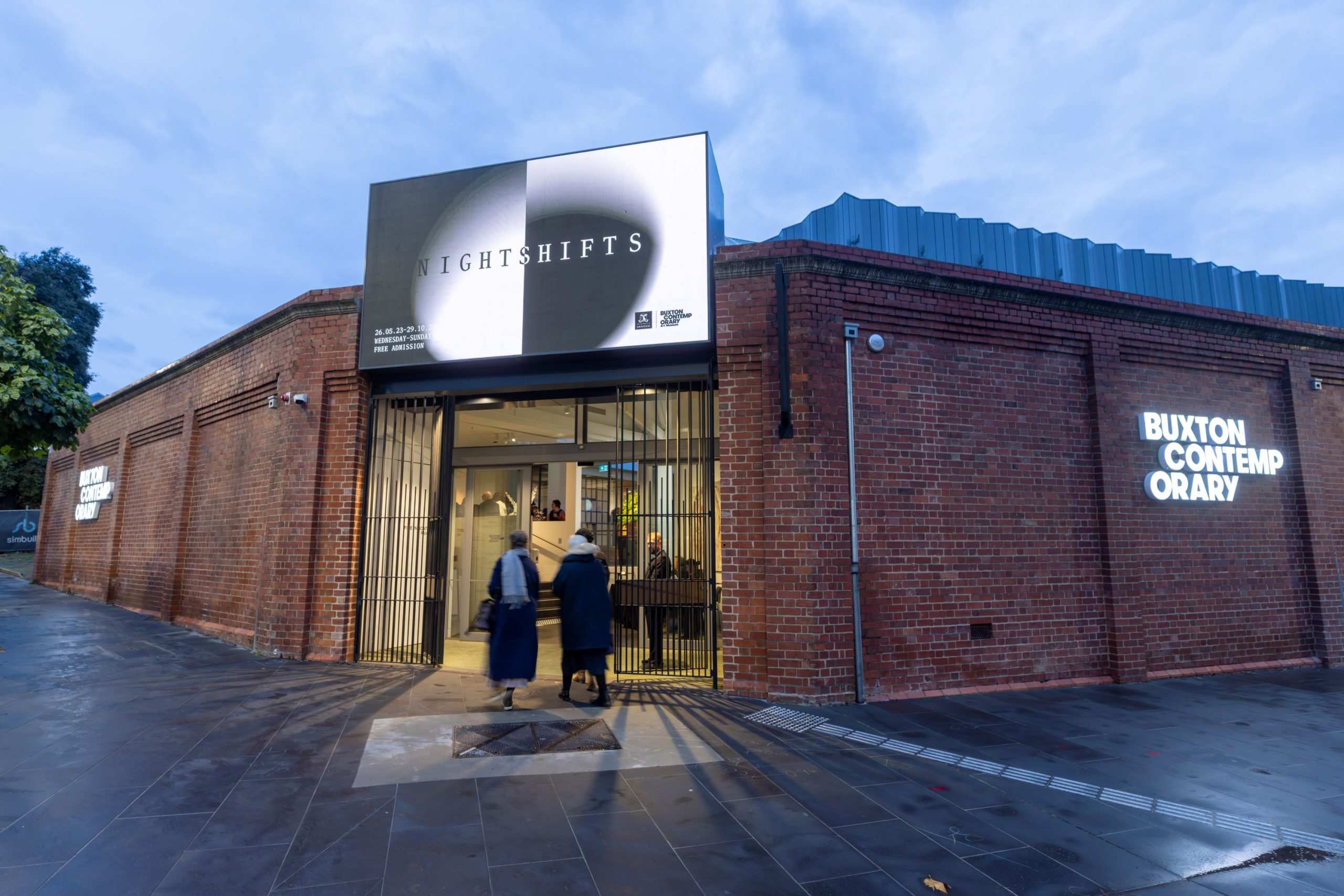 Exhibition identity for ‘nightshifts’, Buxton Contemporary, 2023.