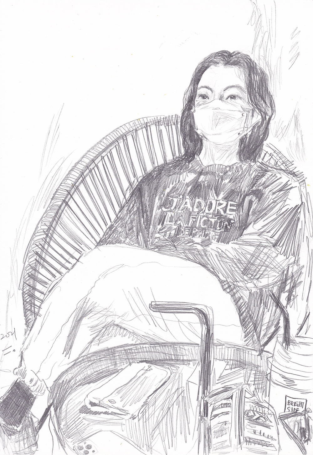 비오는 날의 여인, 2021, pencil on paper, 27.9*21(cm)