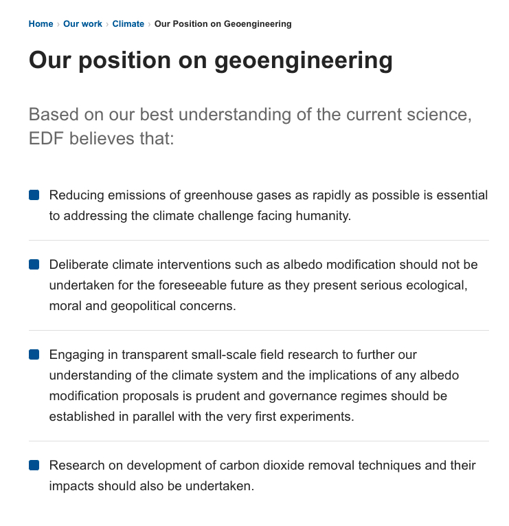 Our Position on Geoengineering