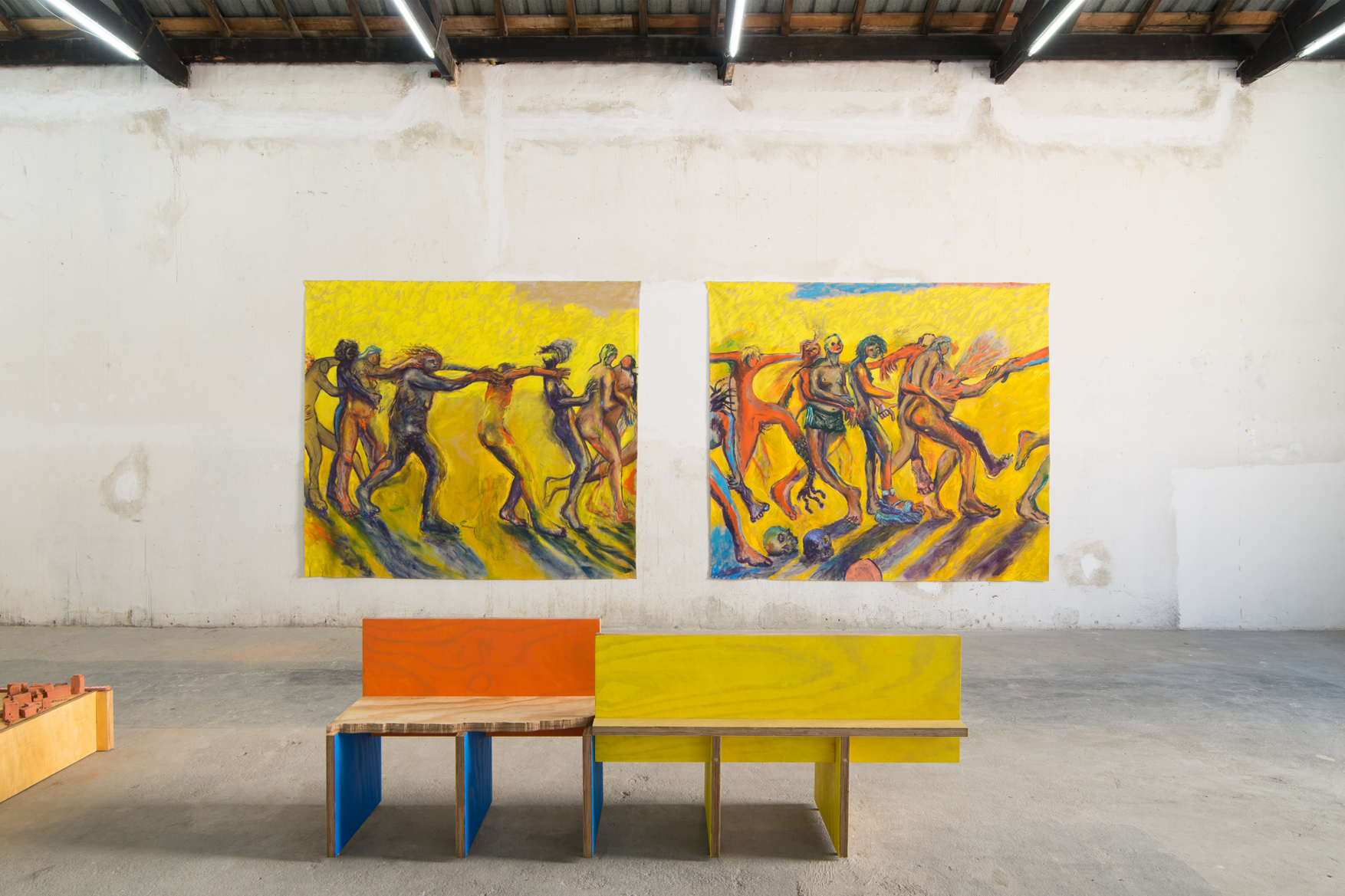 Bancos Timeline para a exposição 'De ontem pra hoje já era amanhã', CLUBE e Pedro França. Galeria Jaqueline Martins, São Paulo, Brasil, 2021.  @José Pelegrini1/4